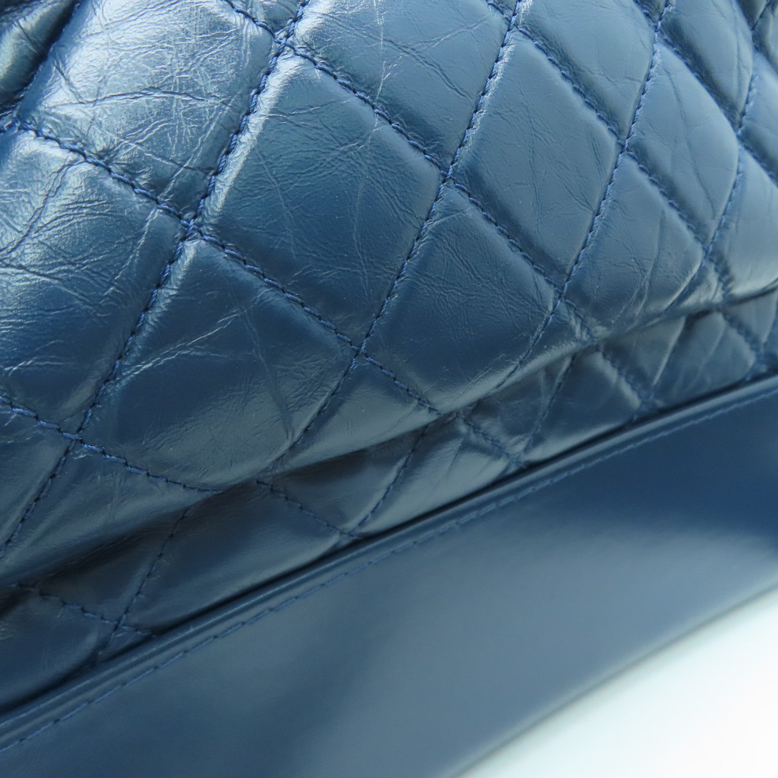 CHANEL rhombic cowhide leather Gabrielle silver buckle / gold buckle chain shoulder bag blue