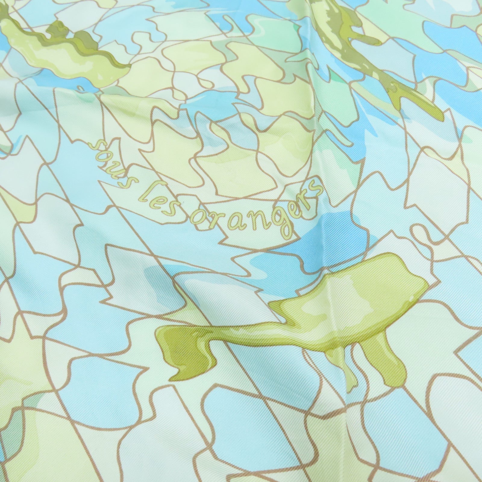 HERMES Silk Scarf 90 Scarf Green/Blue/Yellow