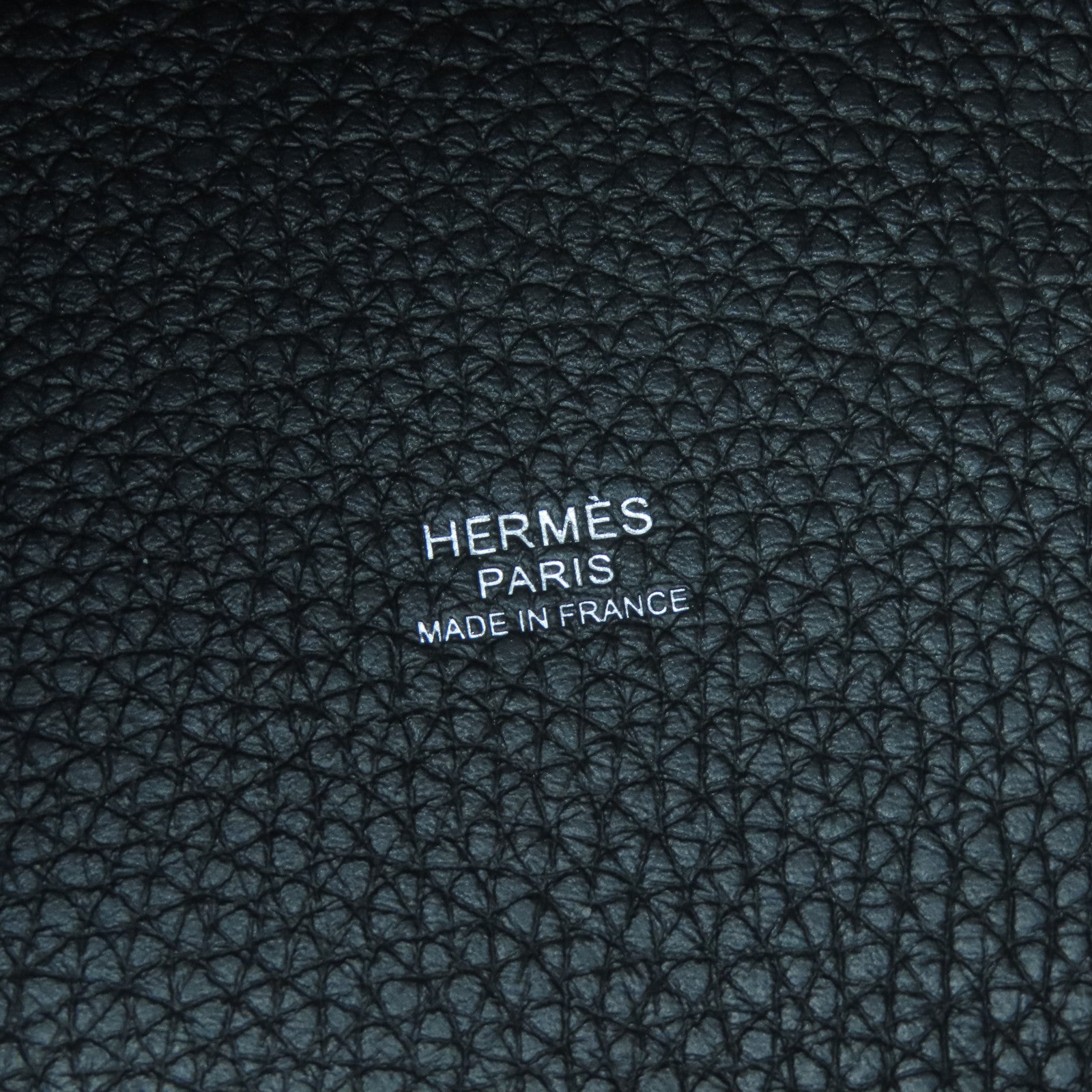 HERMES Clemence Leather Picotin MM Silver Buckle Handle Bag Black