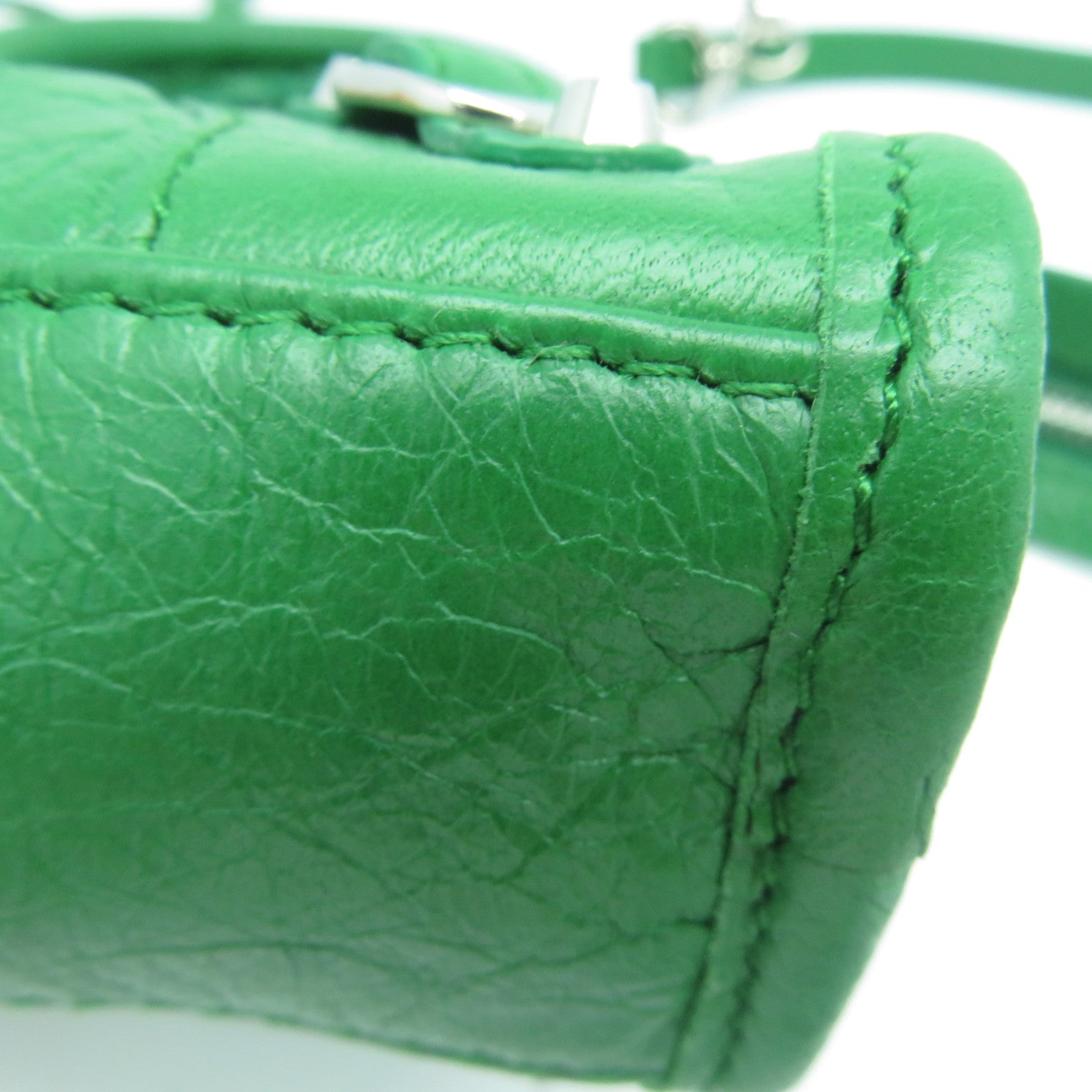 BALENCIAGA 牛皮皮革Mini City銀扣手挽肩背兩用袋綠色