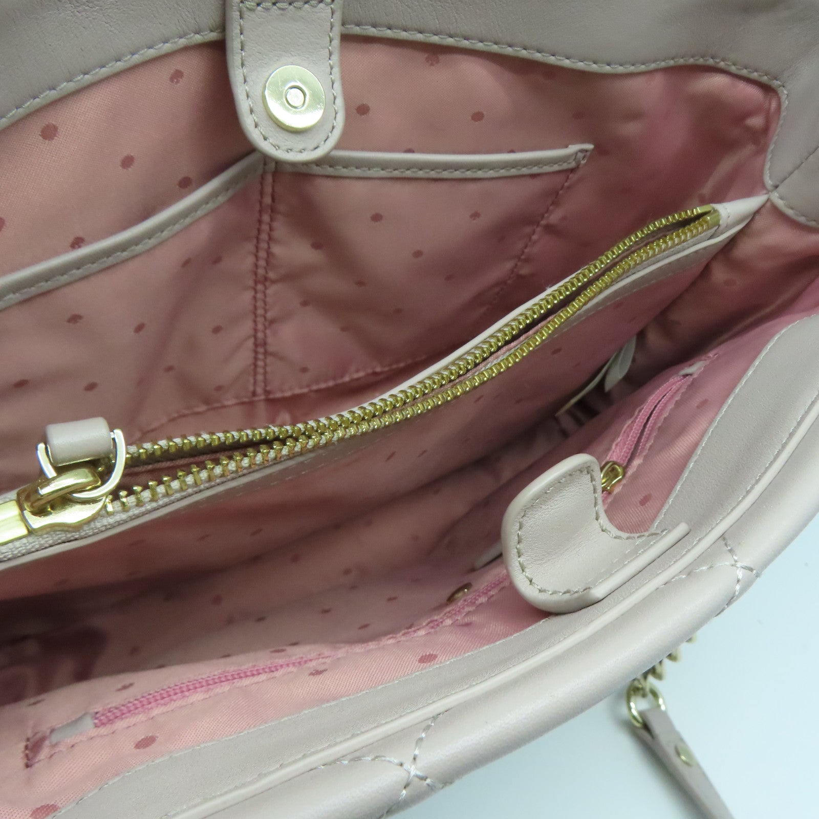 Kate Spade 菱格牛皮皮革Tote Bag銀扣鏈帶肩背袋灰色