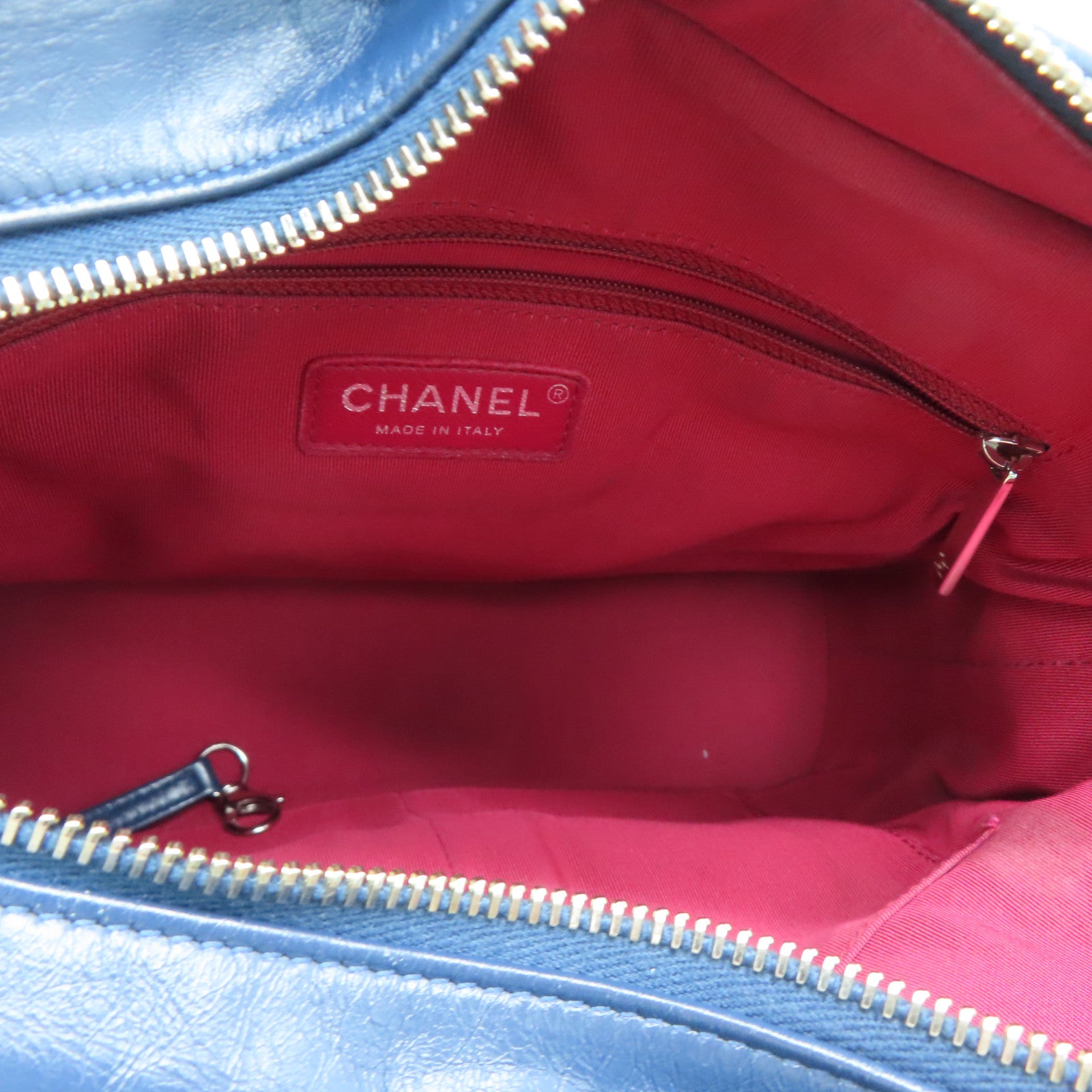 CHANEL rhombic cowhide leather Gabrielle silver buckle / gold buckle chain shoulder bag blue