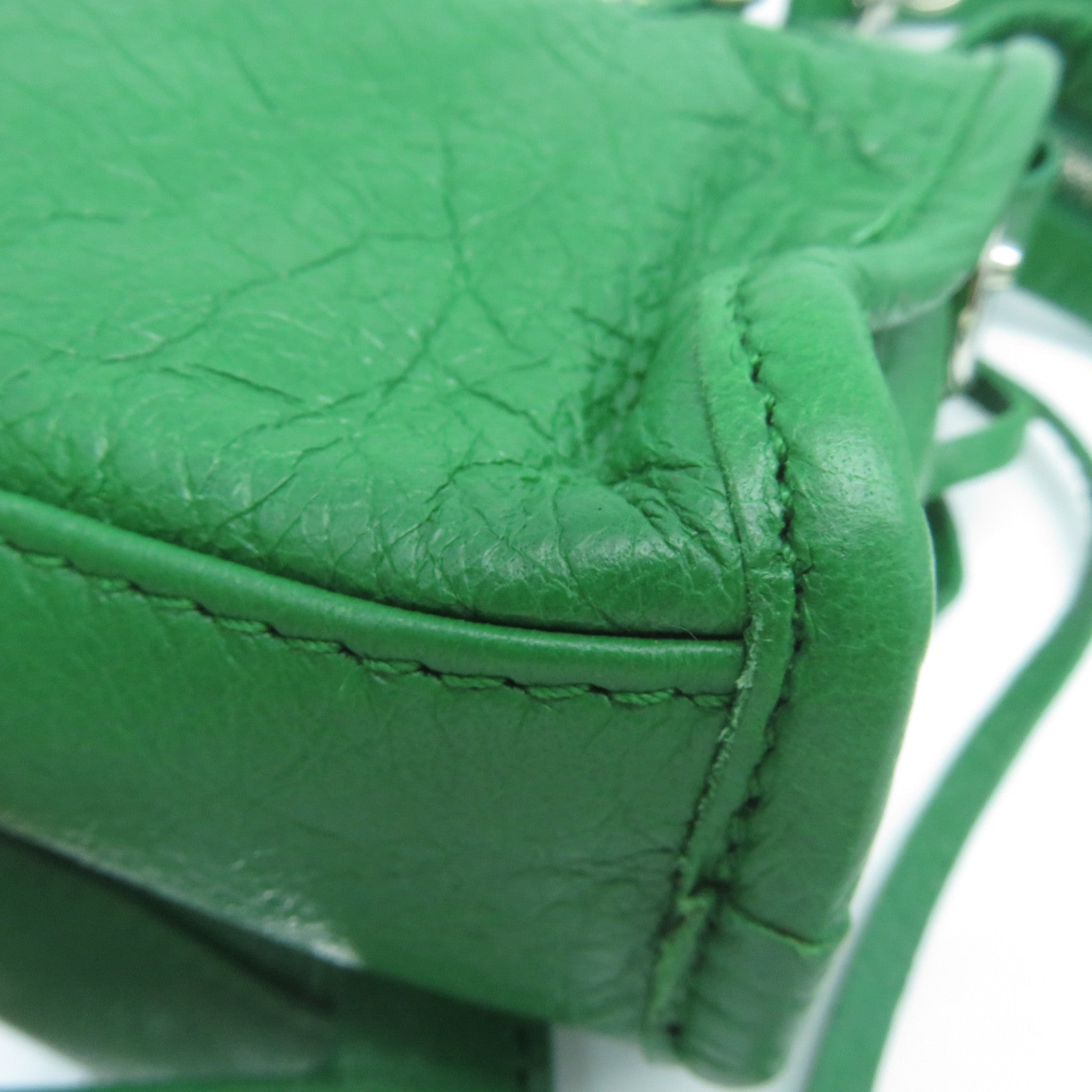 BALENCIAGA 牛皮皮革Mini City銀扣手挽肩背兩用袋綠色
