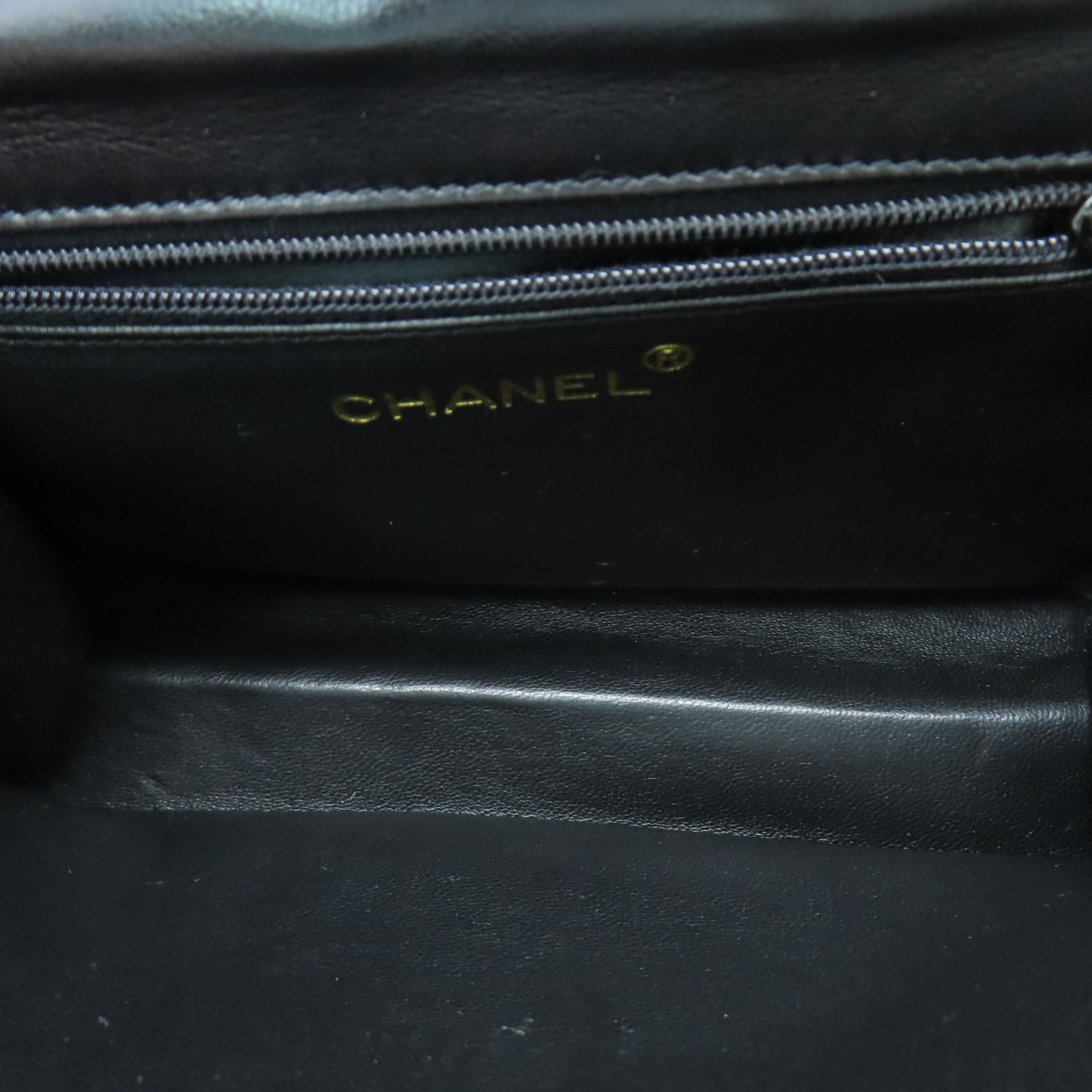 CHANEL 菱格羊皮皮革Vintage Chain Shoulder金扣鏈帶肩背袋黑色