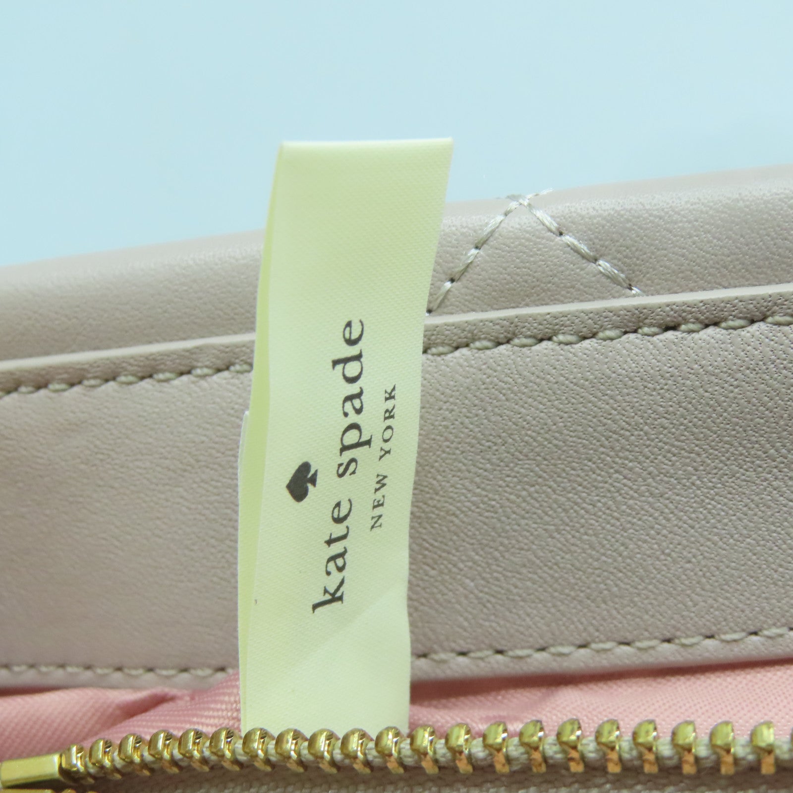 Kate Spade 菱格牛皮皮革Tote Bag銀扣鏈帶肩背袋灰色