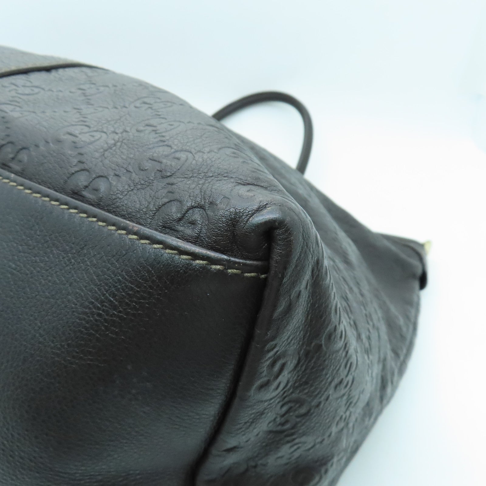 GUCCI 牛皮皮革Tote Bag金扣手挽袋啡色