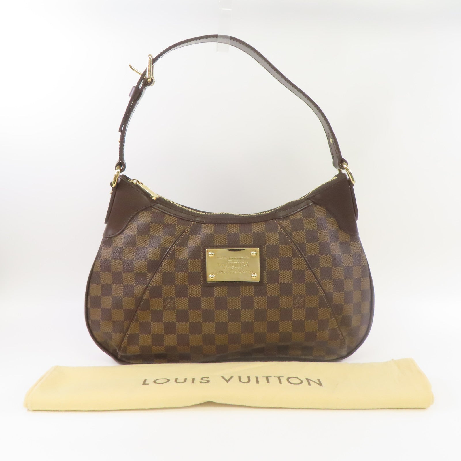 LOUIS VUITTON Damier Thames GM金扣肩背袋啡色