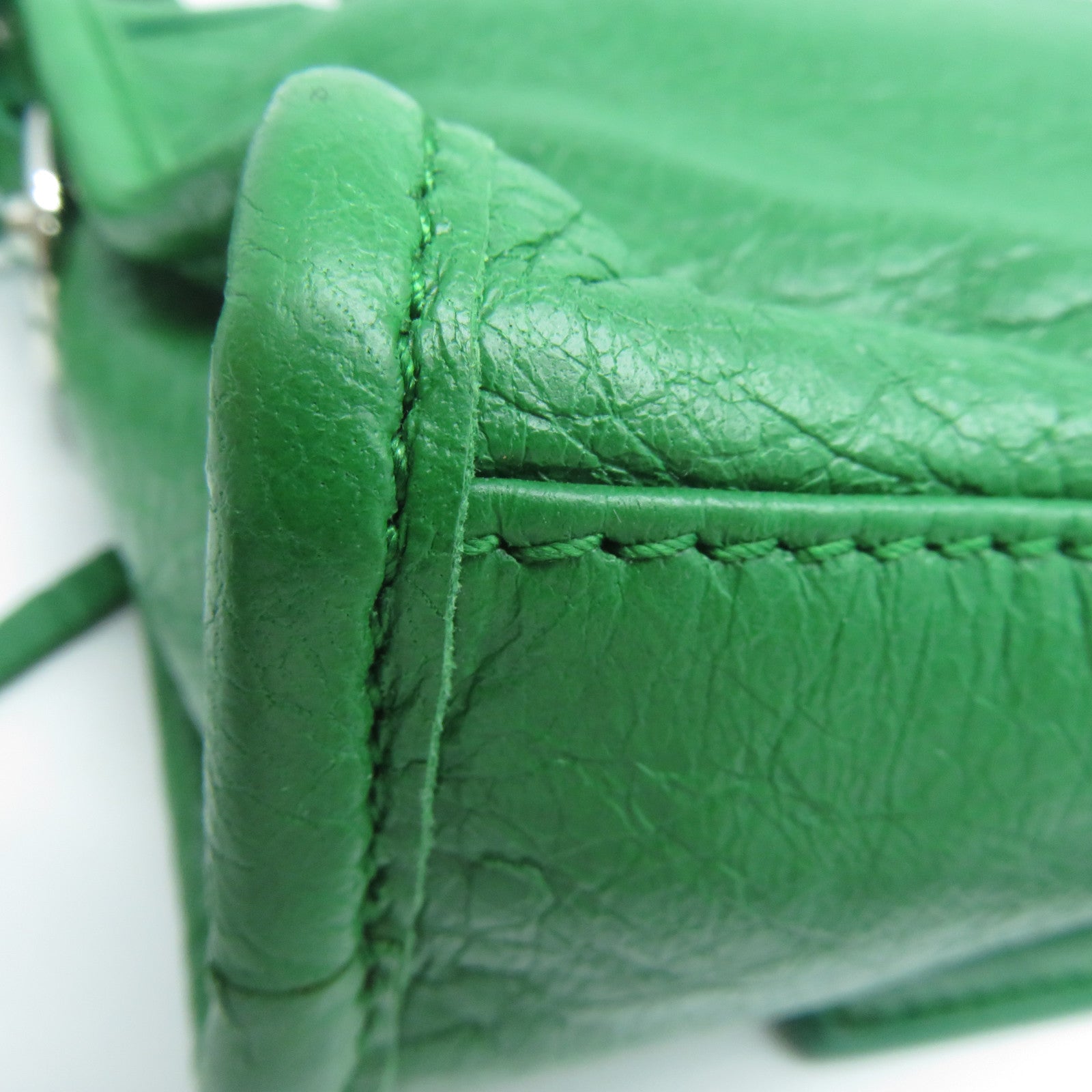 BALENCIAGA 牛皮皮革Mini City銀扣手挽肩背兩用袋綠色