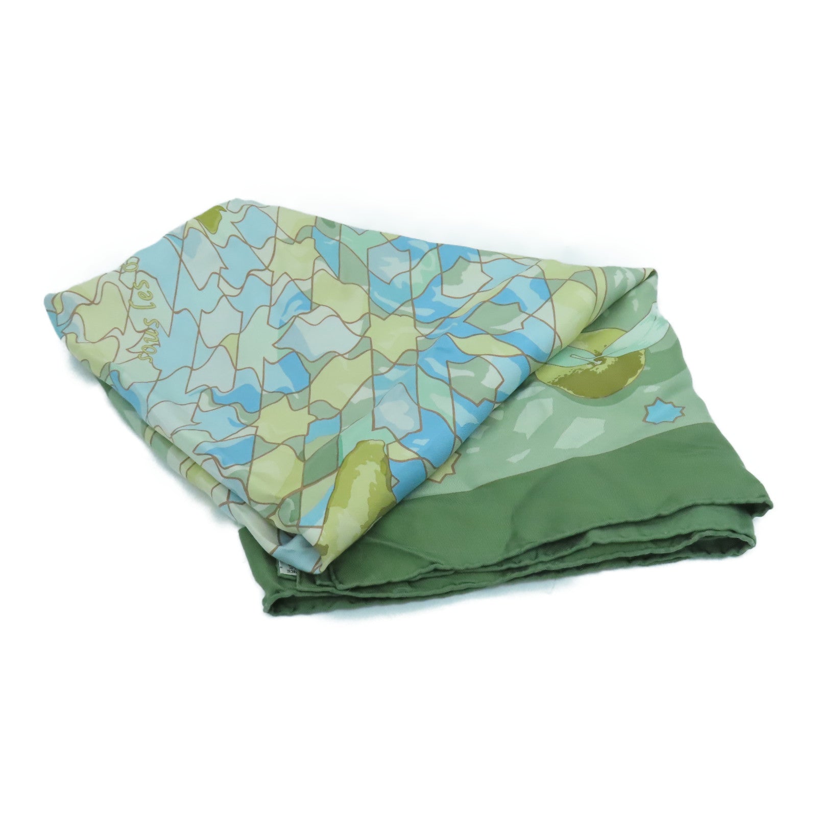HERMES Silk Scarf 90 Scarf Green/Blue/Yellow