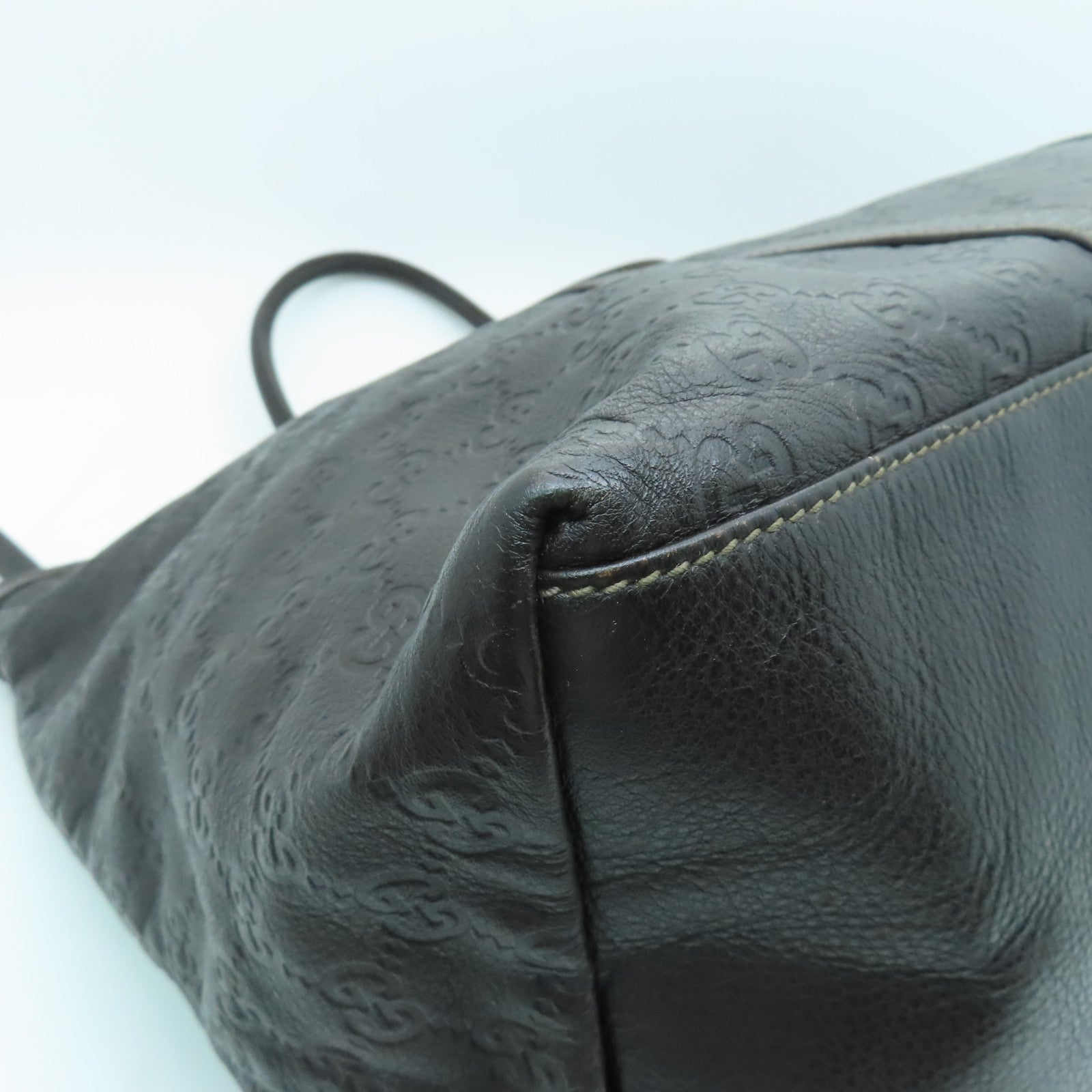 GUCCI 牛皮皮革Tote Bag金扣手挽袋啡色