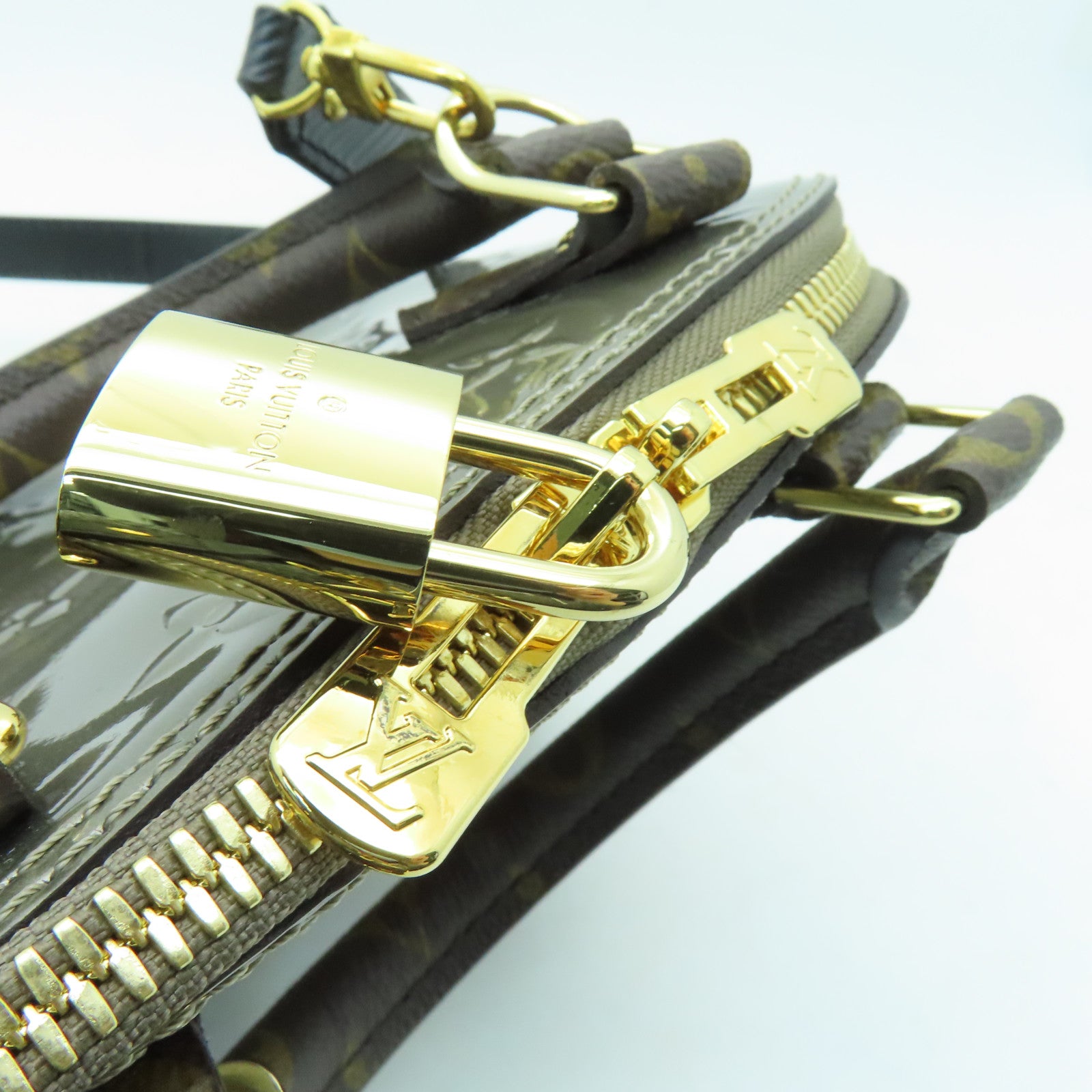 LOUIS VUITTON Vernis Alma BB金扣手挽肩背兩用袋青銅色