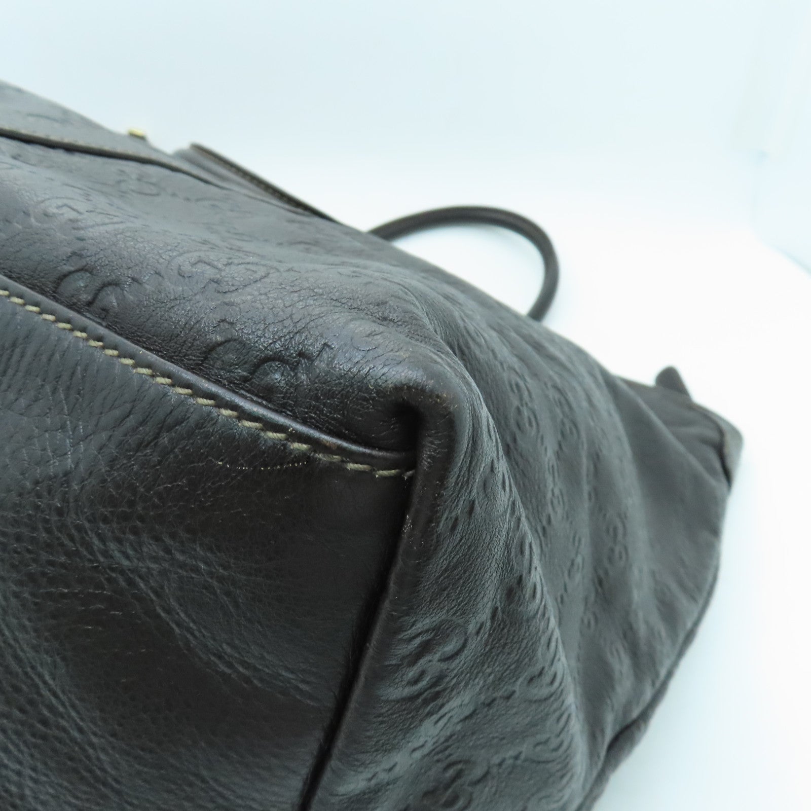 GUCCI 牛皮皮革Tote Bag金扣手挽袋啡色