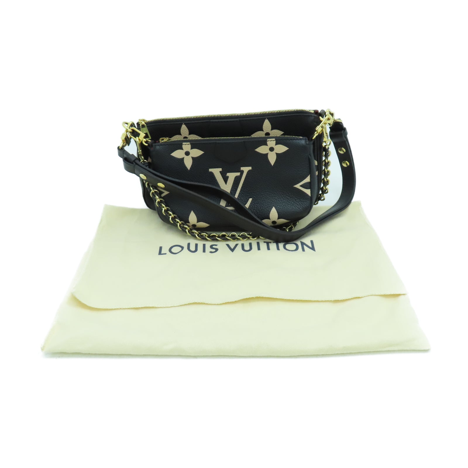 LOUIS VUITTON Mono Empreinte Multi Pochette Accessories金扣肩背袋黑色