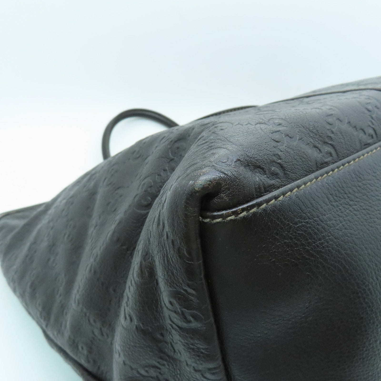 GUCCI 牛皮皮革Tote Bag金扣手挽袋啡色