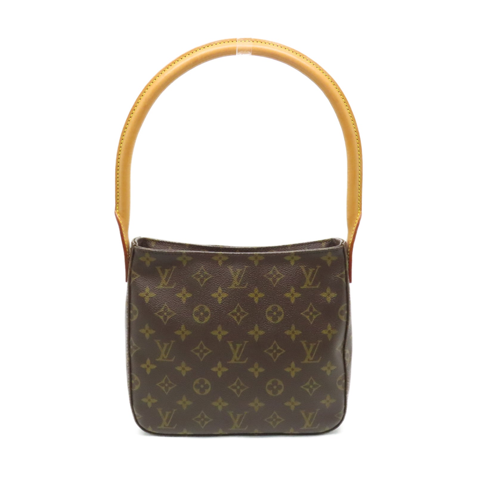 LOUIS VUITTON Monogram Looping MM Gold Buckle Shoulder Bag Brown