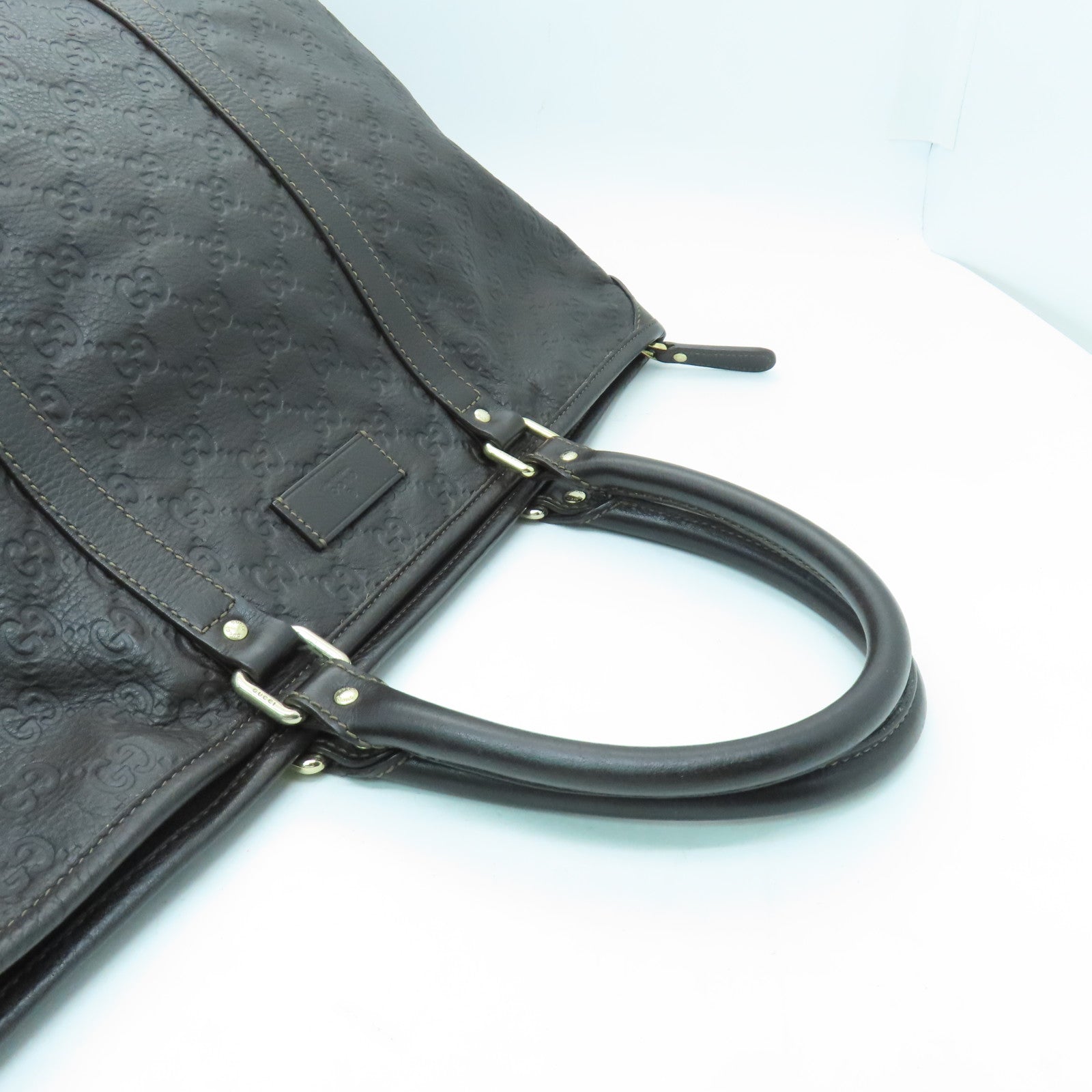 GUCCI 牛皮皮革Tote Bag金扣手挽袋啡色