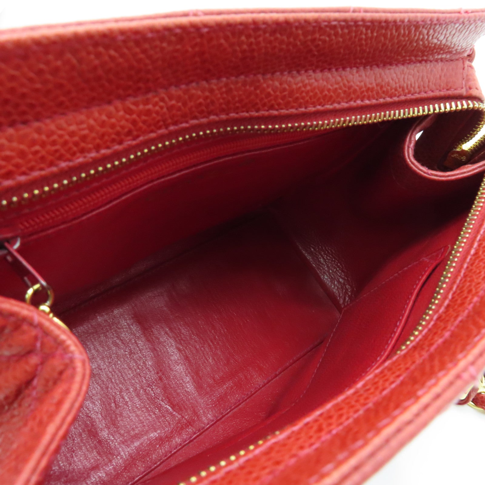 CHANEL cowhide leather Handbag gold buckle handle chain with shoulder bag red