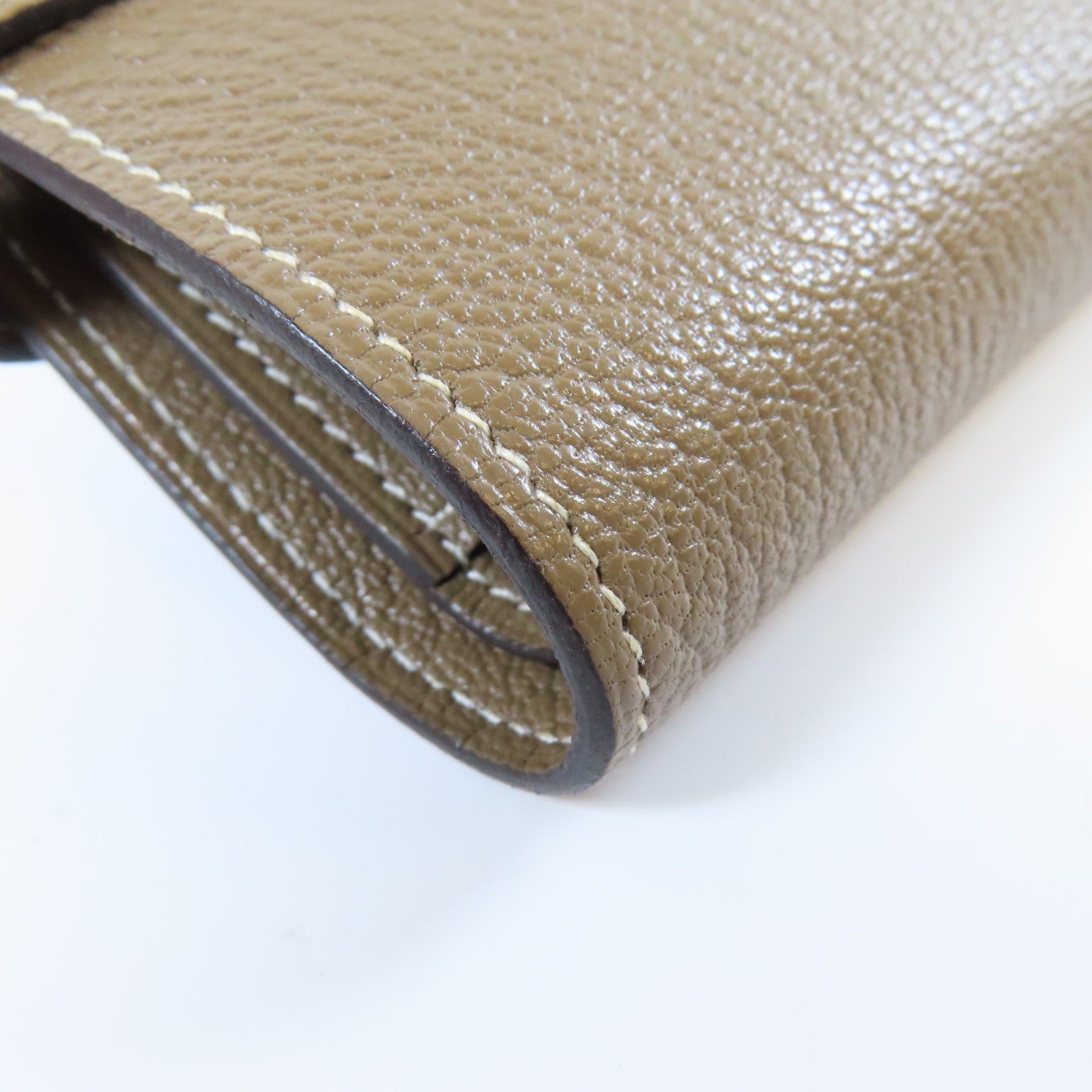 HERMES Chevre皮革Kelly Wallet金扣長錢包Etoupe大象灰色