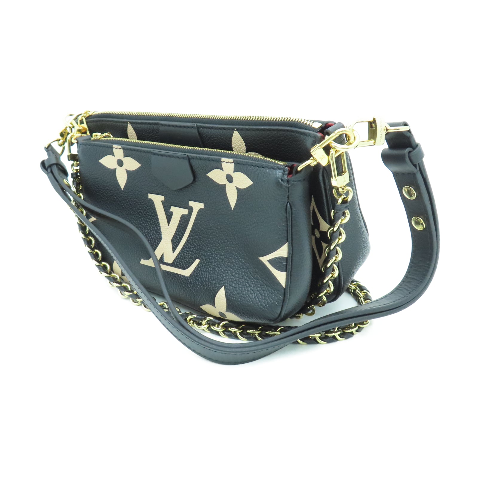 LOUIS VUITTON Mono Empreinte Multi Pochette Accessories金扣肩背袋黑色