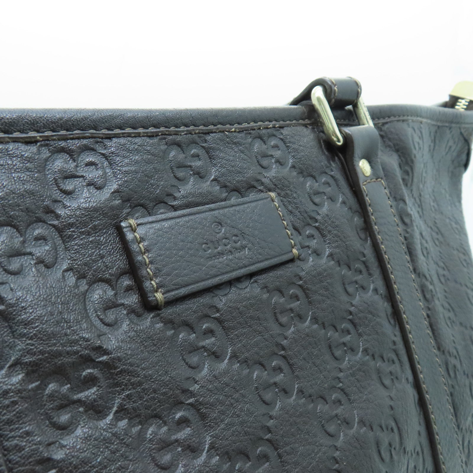 GUCCI 牛皮皮革Tote Bag金扣手挽袋啡色