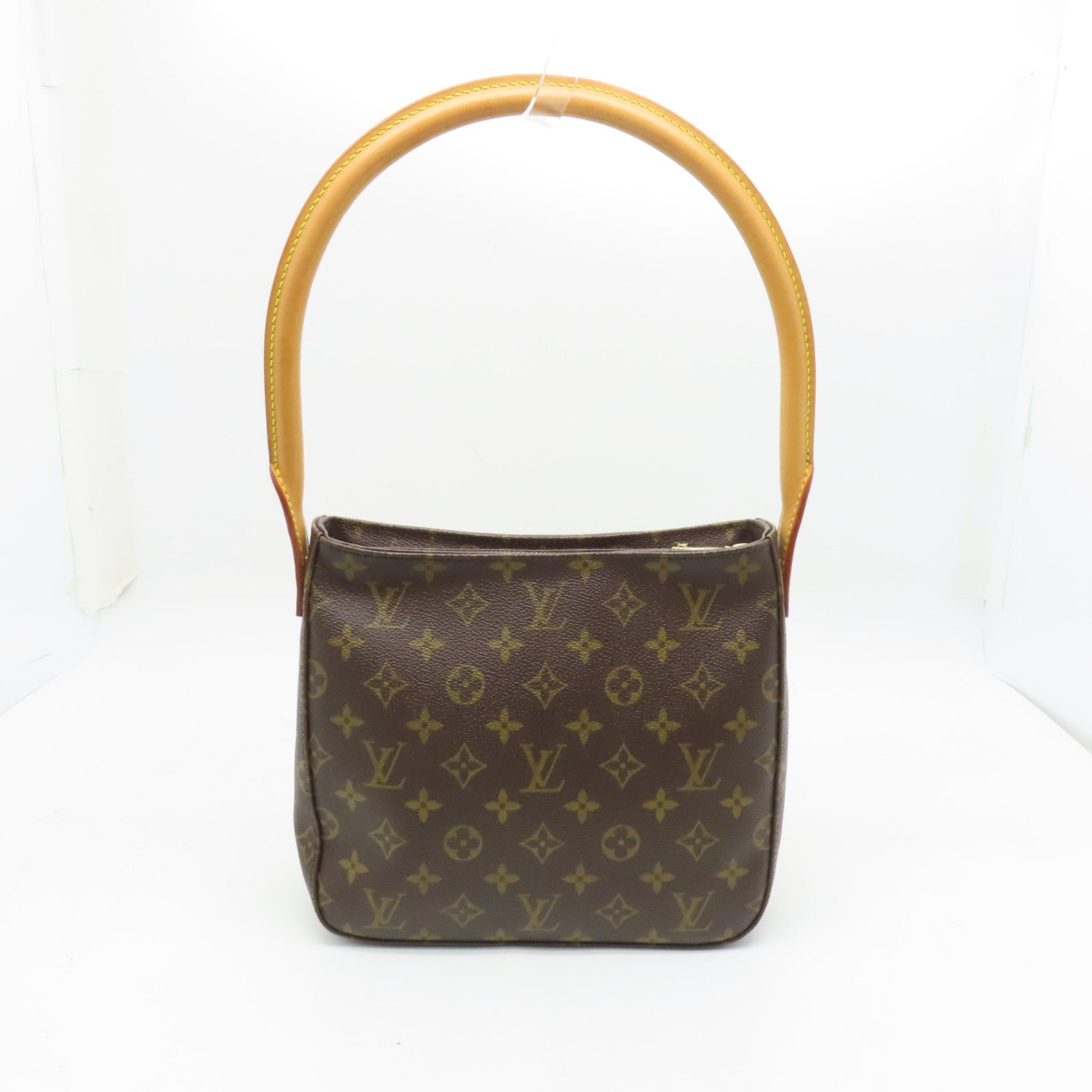 LOUIS VUITTON Monogram Looping MM Gold Buckle Shoulder Bag Brown