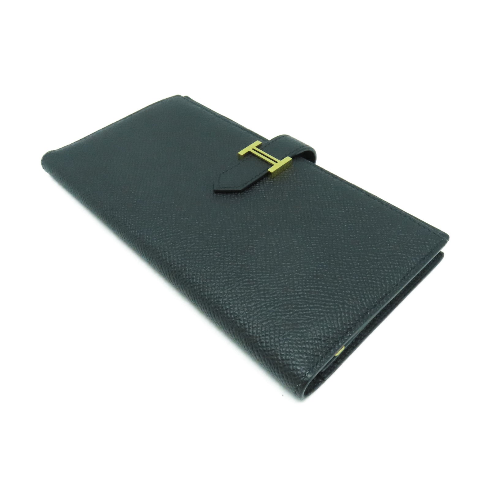 HERMES Epsom皮革Bearn Wallet金扣長錢包Noir黑色