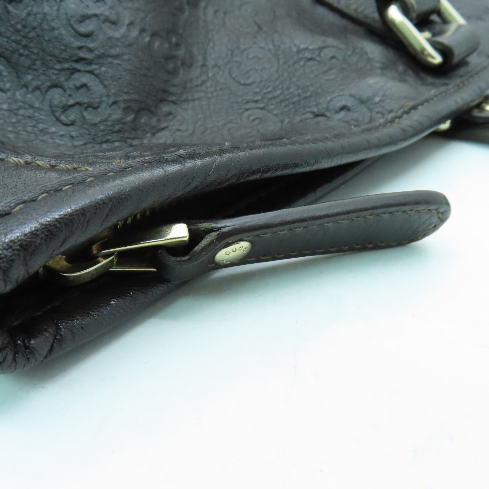 GUCCI 牛皮皮革Tote Bag金扣手挽袋啡色