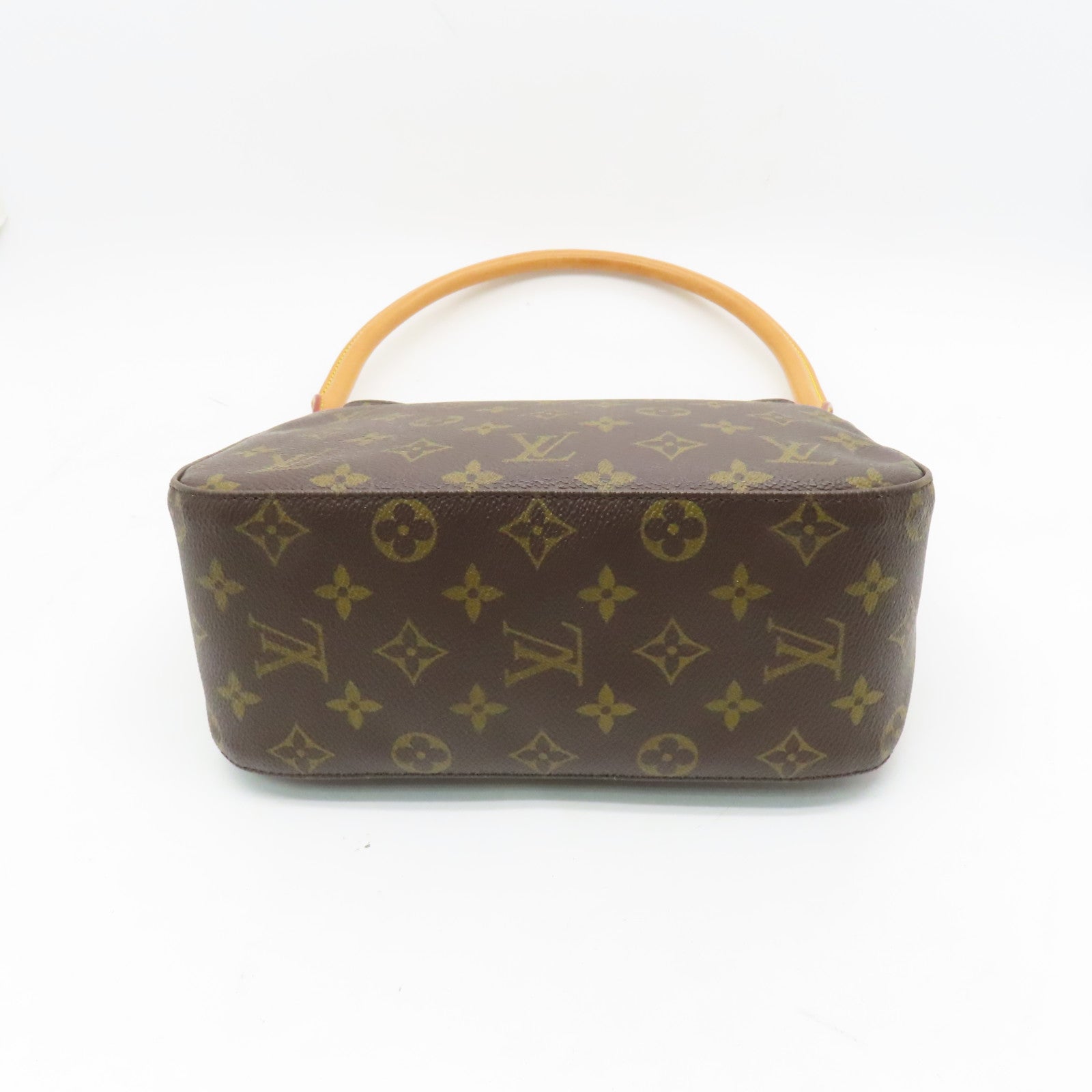 LOUIS VUITTON Monogram Looping MM Gold Buckle Shoulder Bag Brown