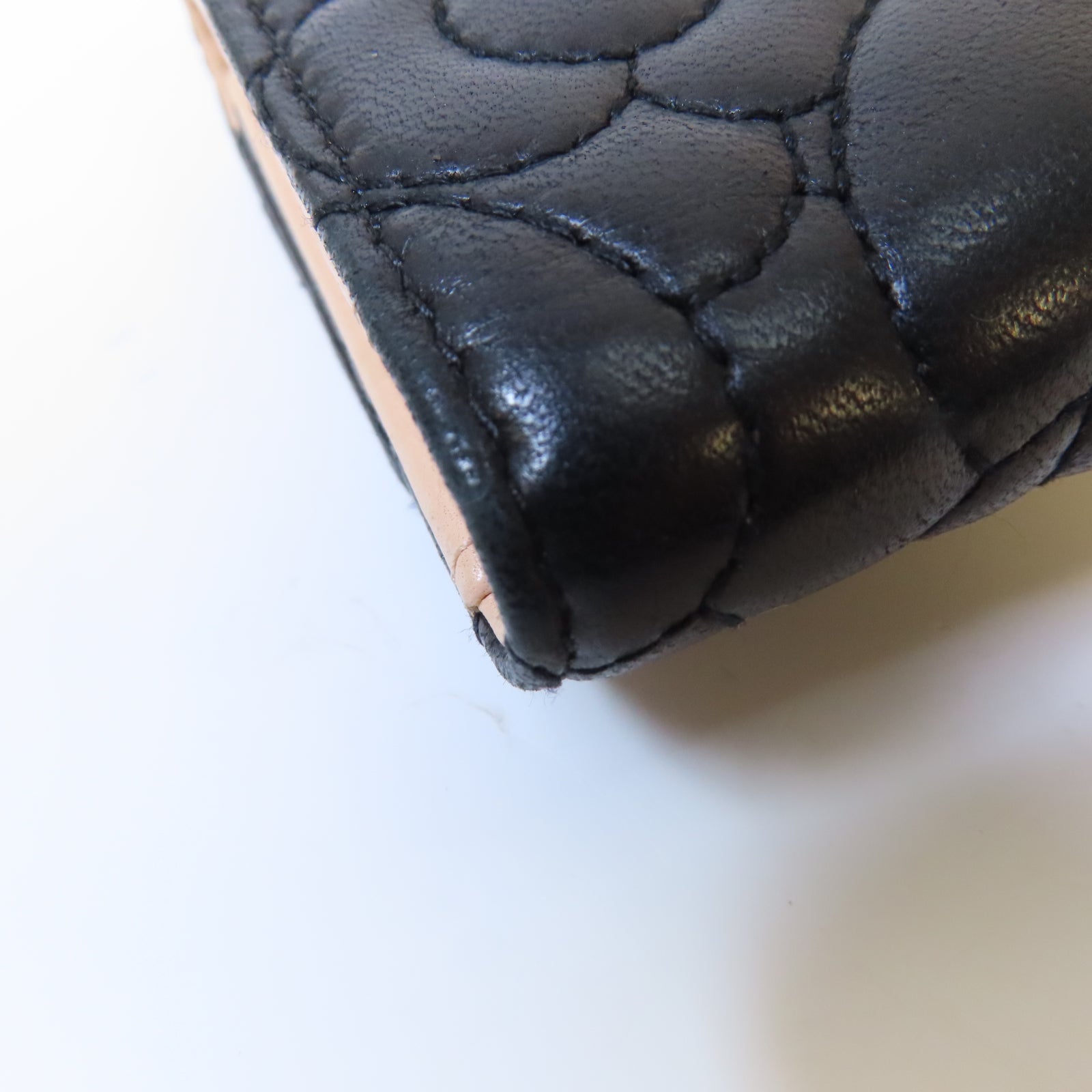 CHANEL 牛皮皮革Wallet銀扣錢包黑色