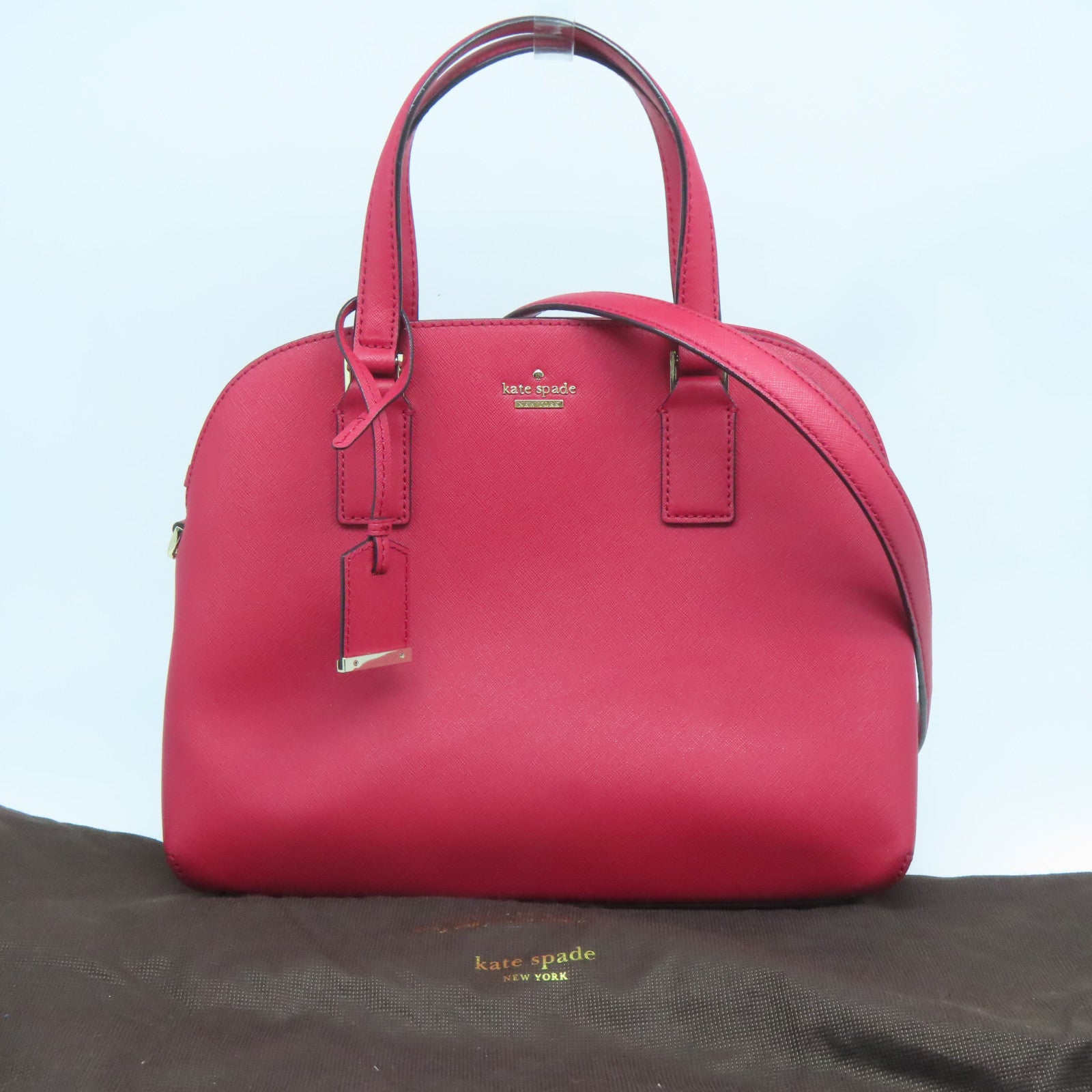 Kate Spade 牛皮皮革2 Way Shoulder Bag金扣手挽肩背兩用袋紅色