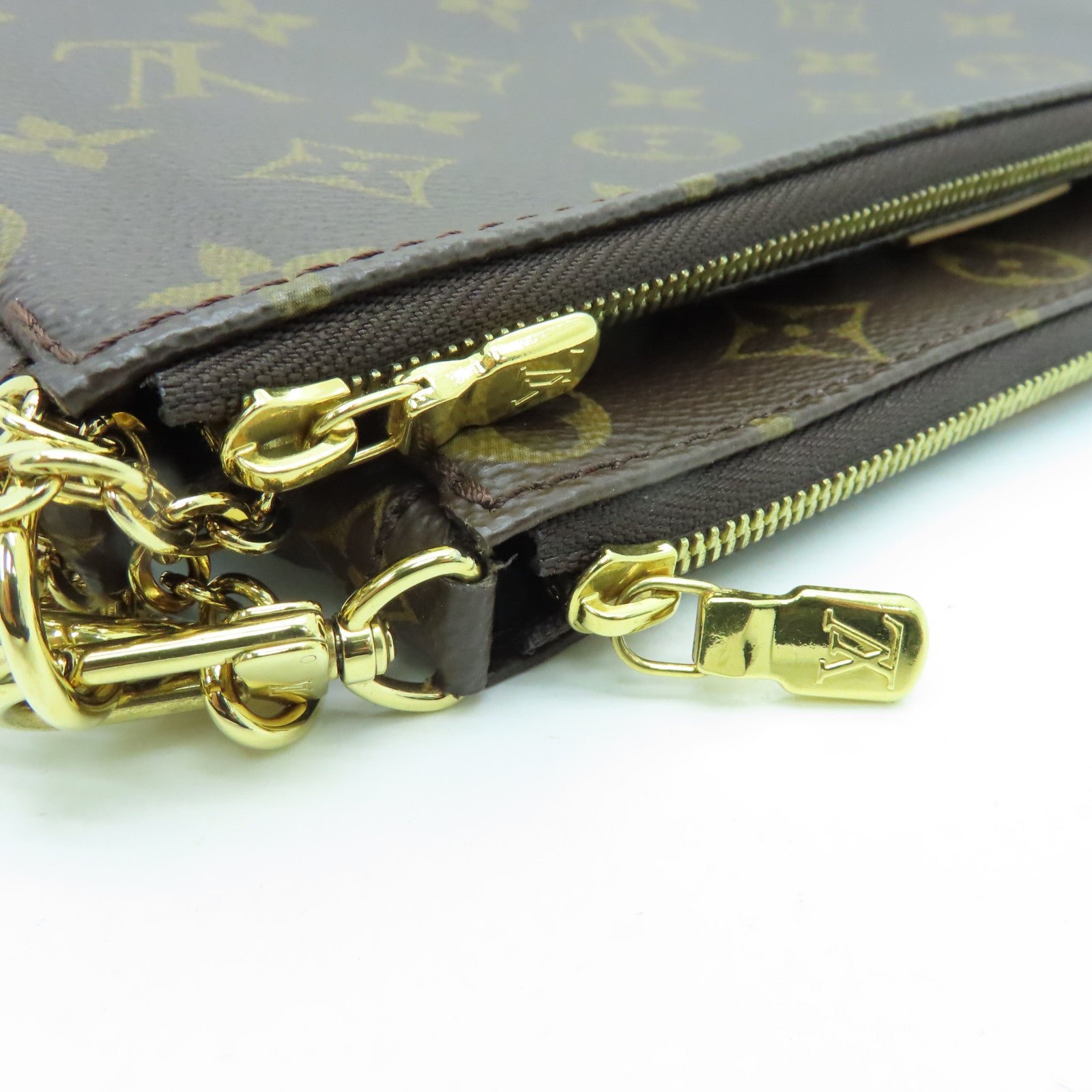 LOUIS VUITTON Monogram Multi Pochette Accessories Gold Buckle Shoulder Bag Brown/Pink