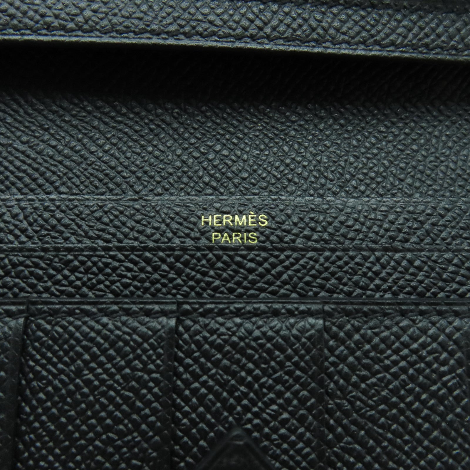 HERMES Epsom皮革Bearn Wallet金扣長錢包Noir黑色