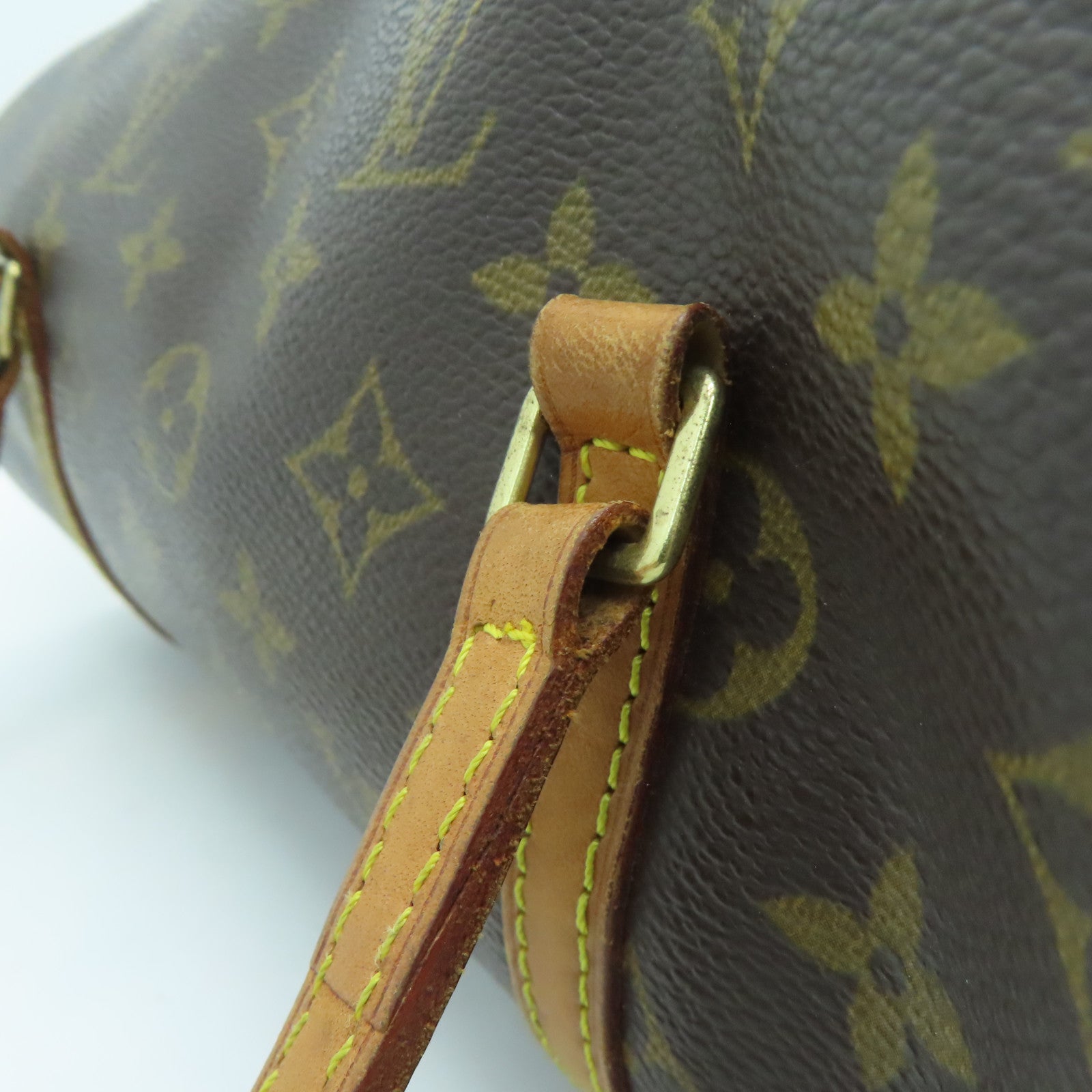 LOUIS VUITTON Monogram Papillon PM金扣手挽袋啡色