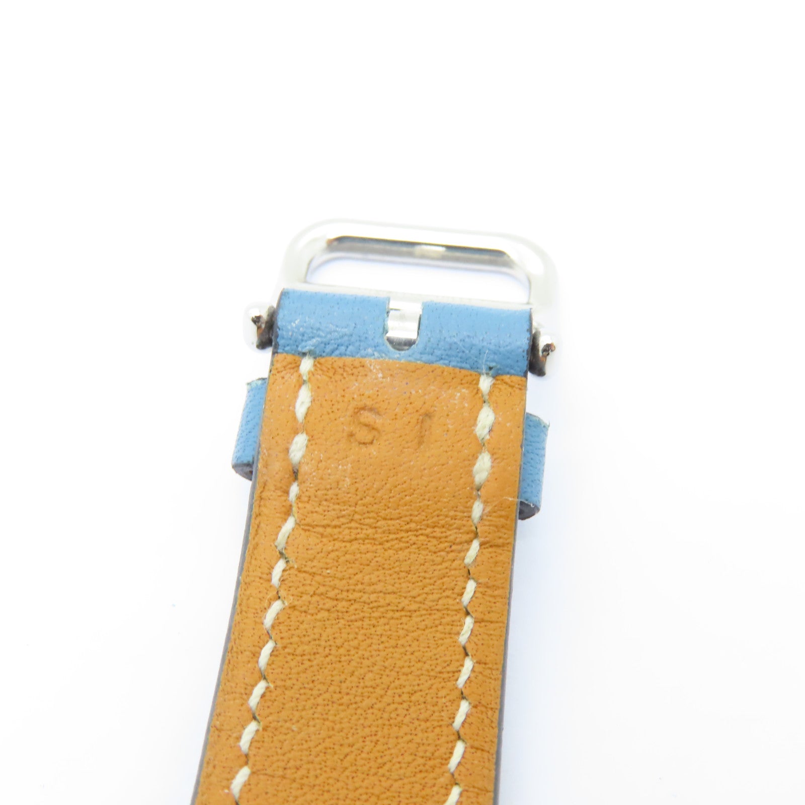 HERMES H Watch不鏽鋼/皮革帶手錶石英機芯白色/藍色