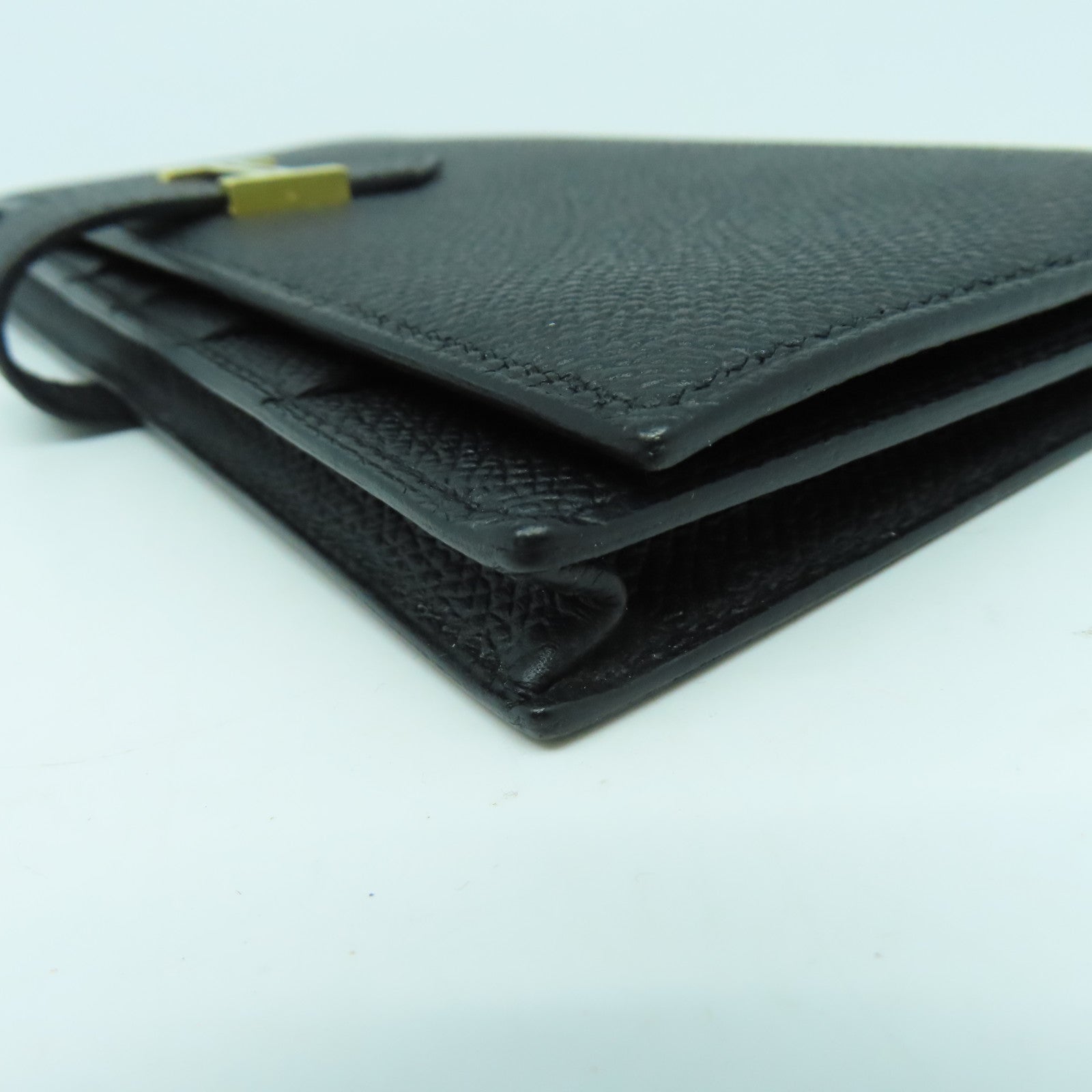 HERMES Epsom皮革Bearn Wallet金扣長錢包Noir黑色