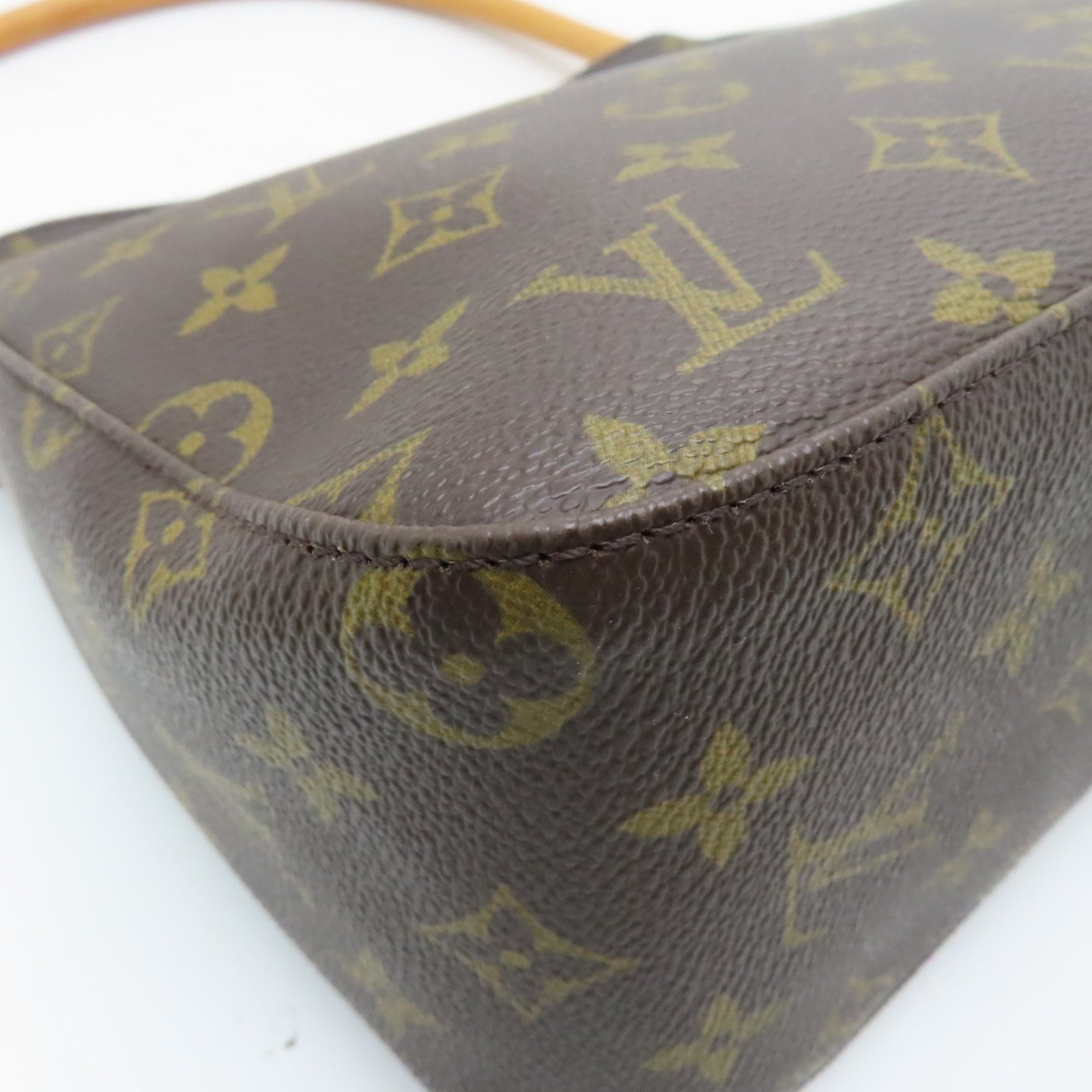 LOUIS VUITTON Monogram Looping MM Gold Buckle Shoulder Bag Brown