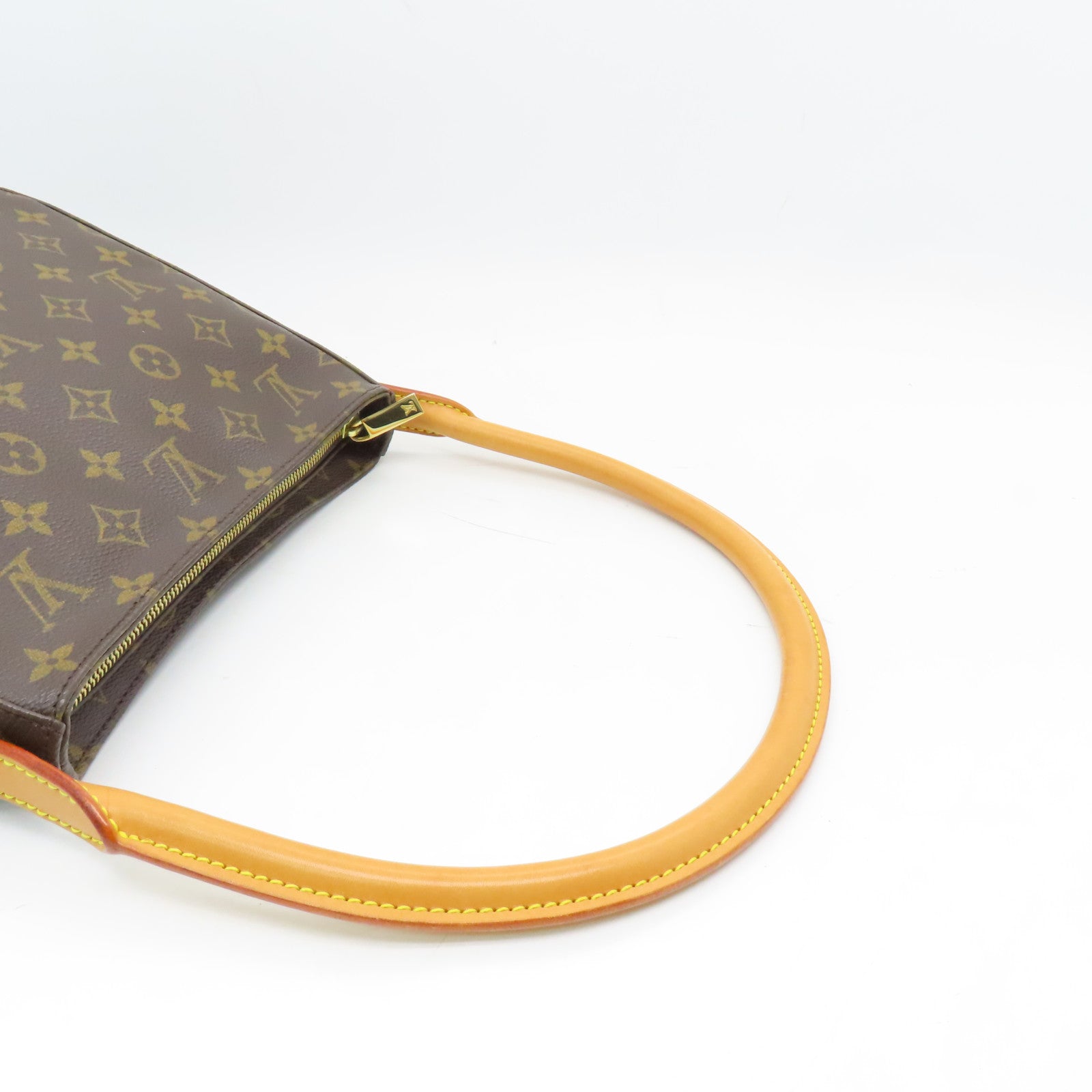 LOUIS VUITTON Monogram Looping MM Gold Buckle Shoulder Bag Brown