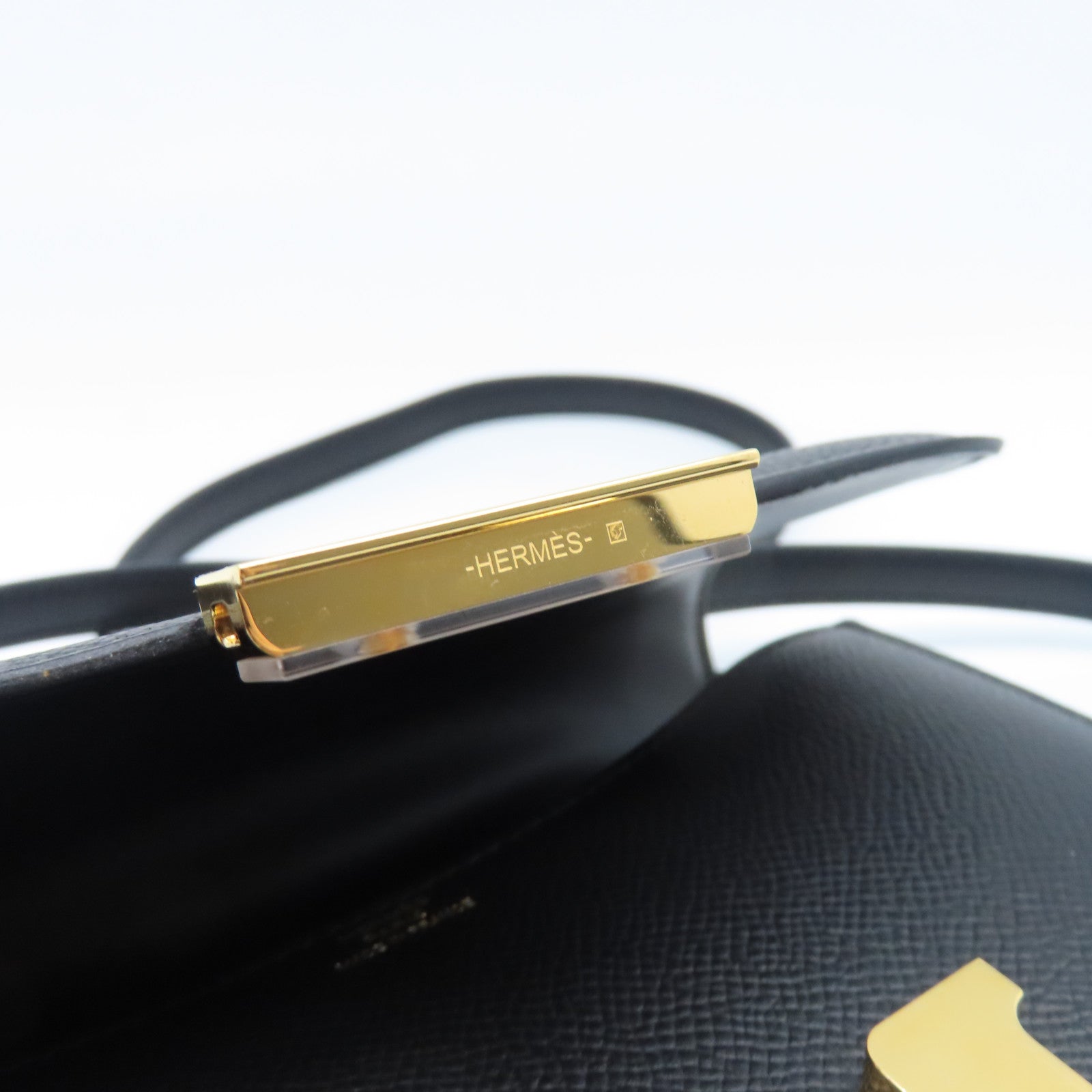 HERMES Epsom皮革Constance Mini金扣手挽肩背兩用袋黑色