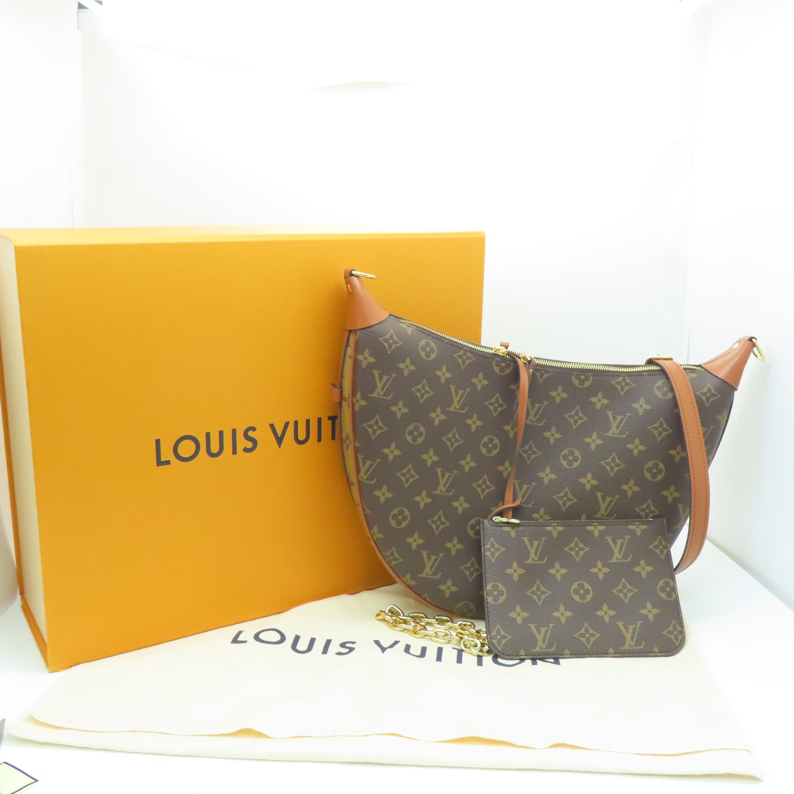LOUIS VUITTON Monogram Loop Hobo 2 Way Shoulder Bag金扣肩背袋啡色