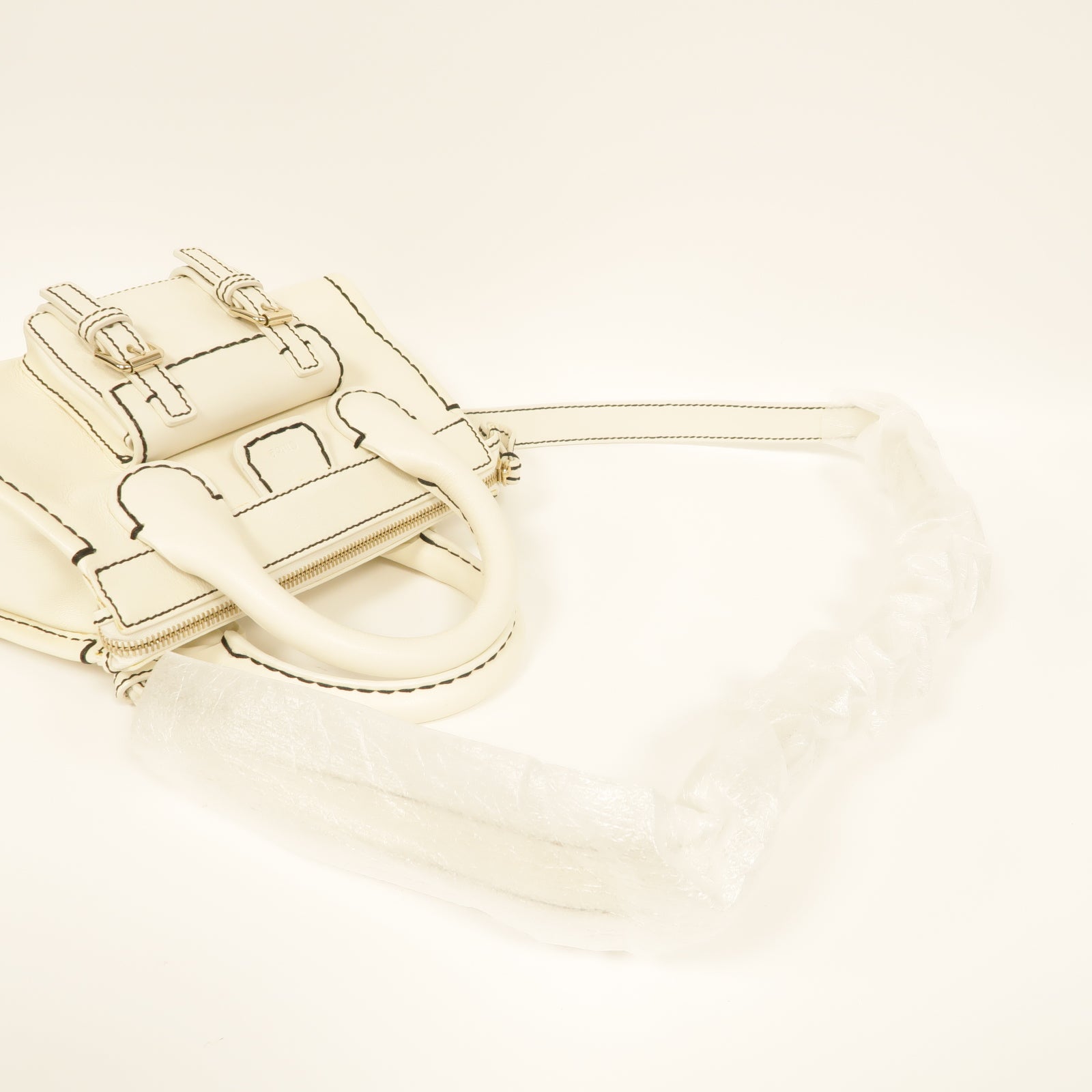 Chloe 牛皮皮革2way Shoulder Bag金扣手挽肩背兩用袋白色