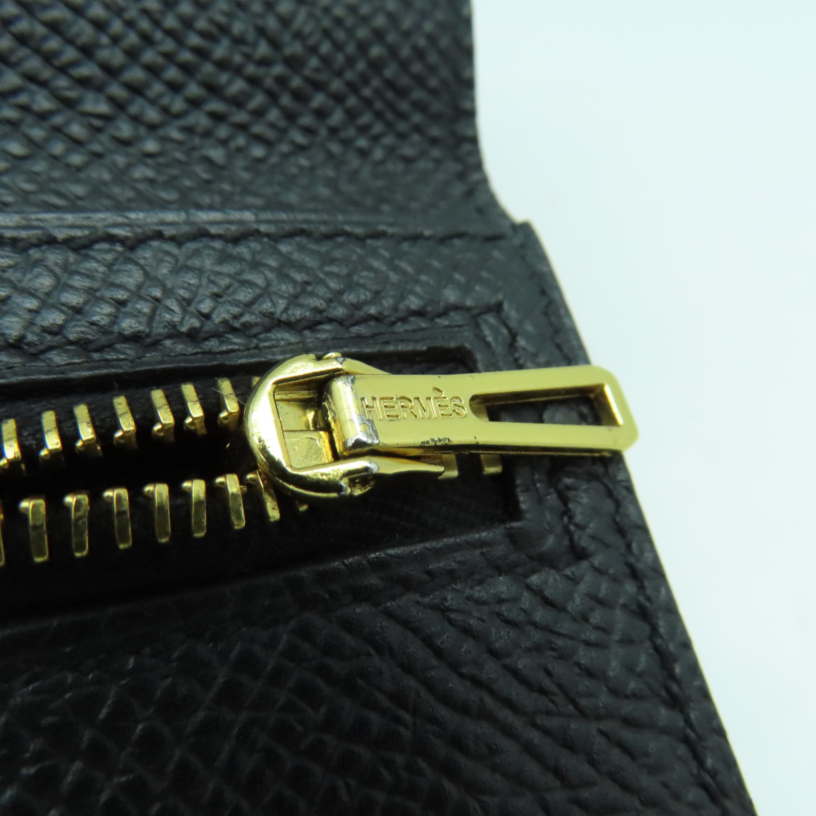 HERMES Epsom皮革Bearn Wallet金扣長錢包Noir黑色