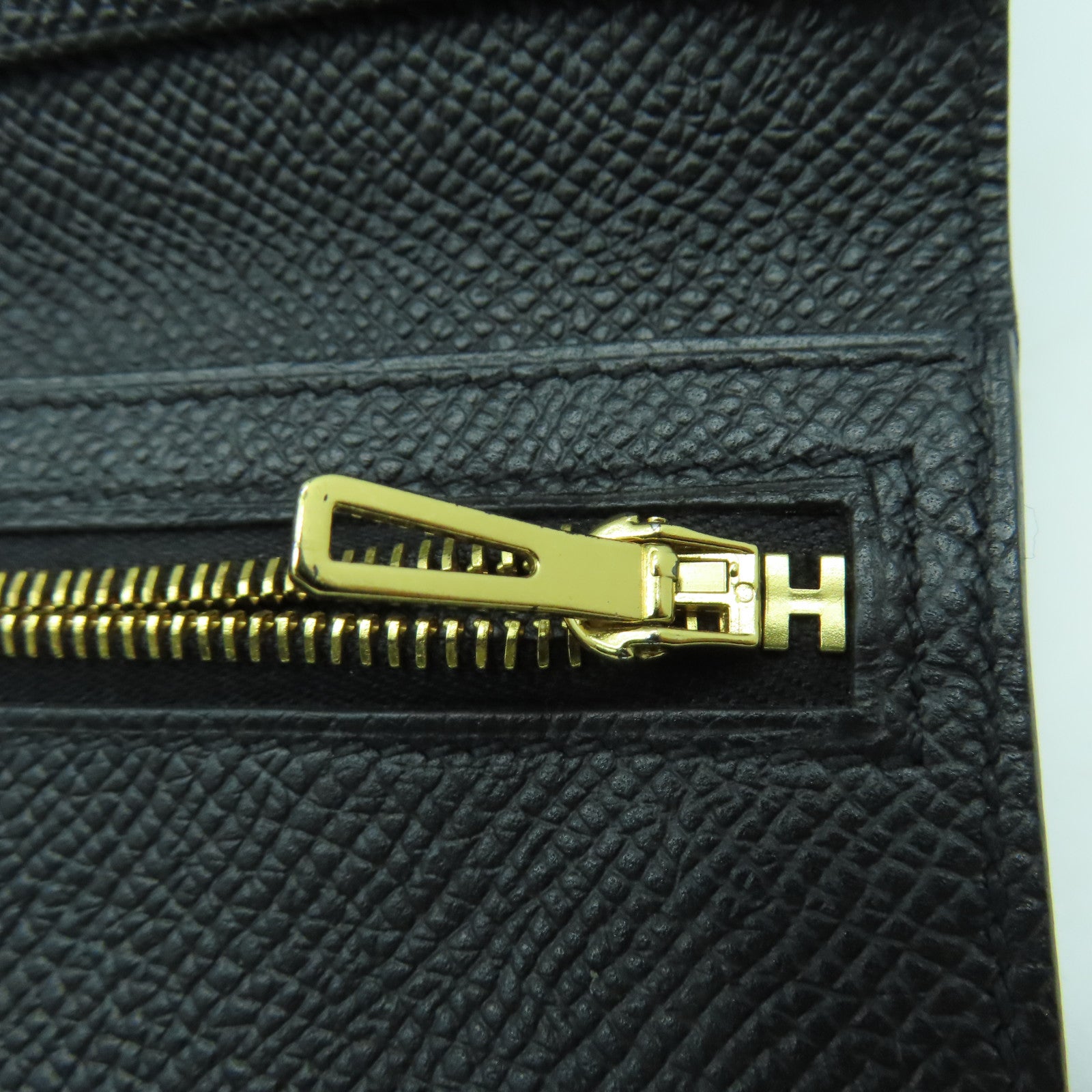 HERMES Epsom皮革Bearn Wallet金扣長錢包Noir黑色