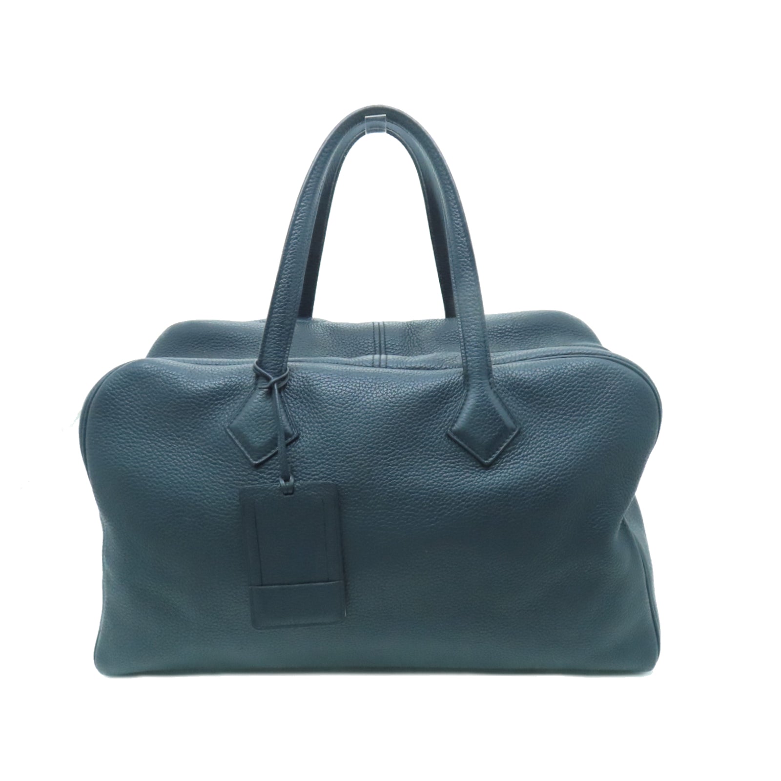 HERMES Clemence皮革Victoria II 43银扣肩背袋Caban灰色