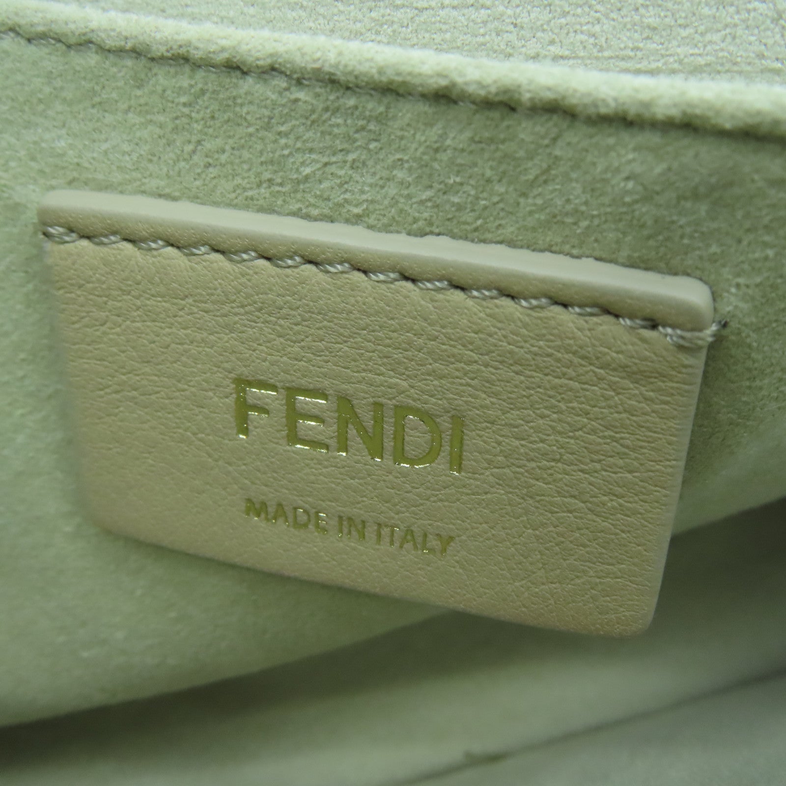 FENDI Calfskin Leather Kan I Gold Buckle Chain Shoulder Bag Silver/Pink