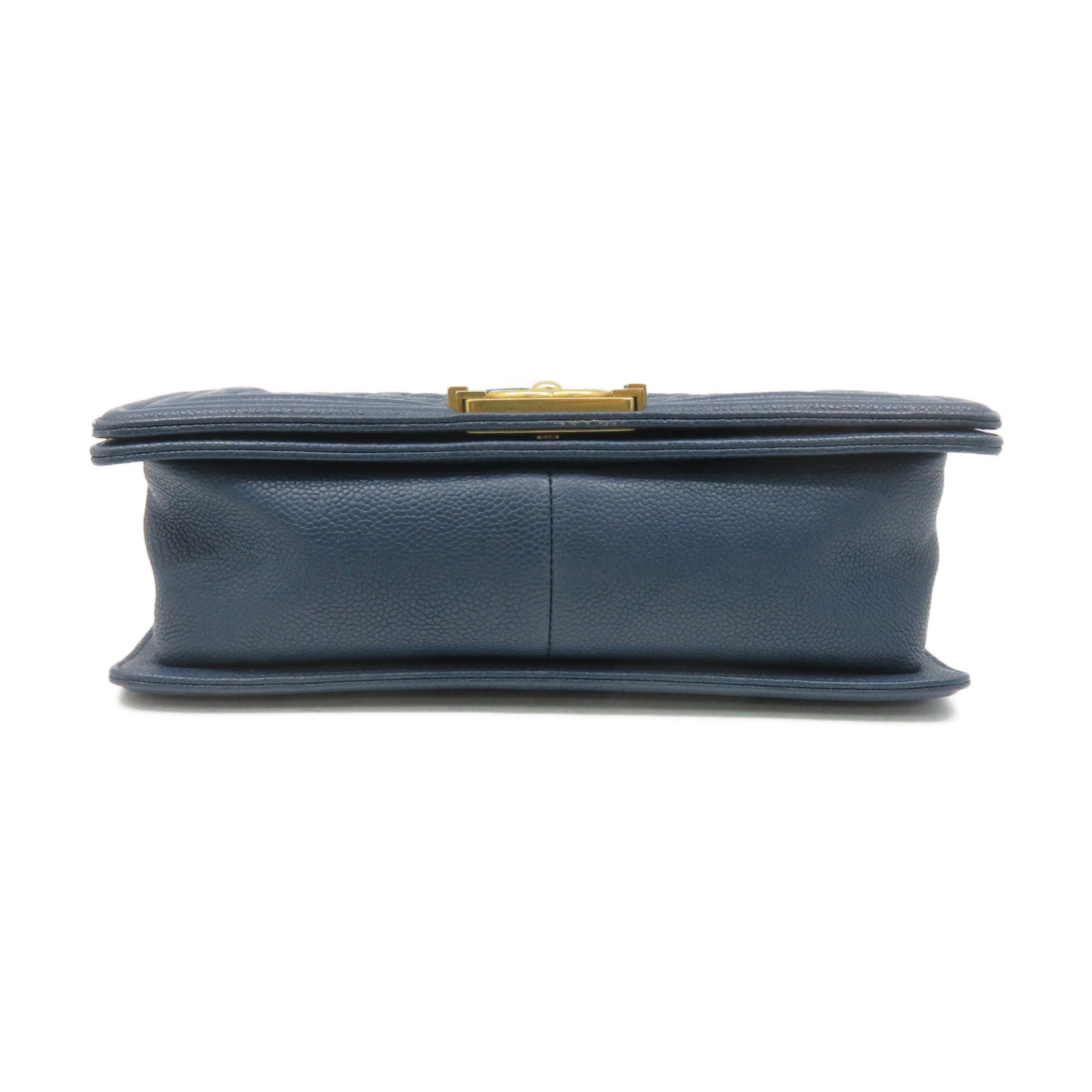 CHANEL 菱格Caviar皮革Boy Chanel Shoulder Bag金扣鏈帶肩背袋藍色