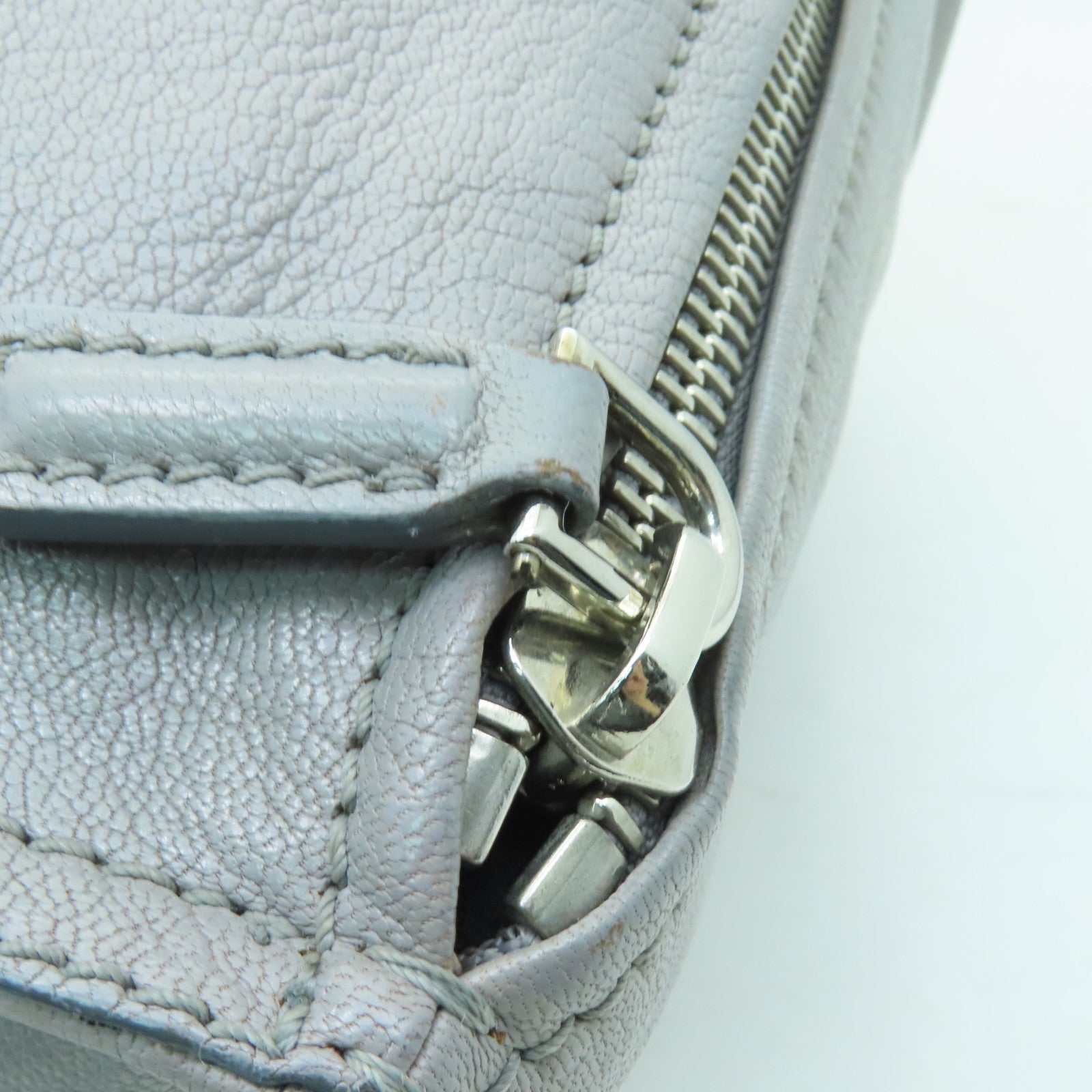 GIVENCHY 皮革Pandora銀扣手挽肩背兩用袋灰色
