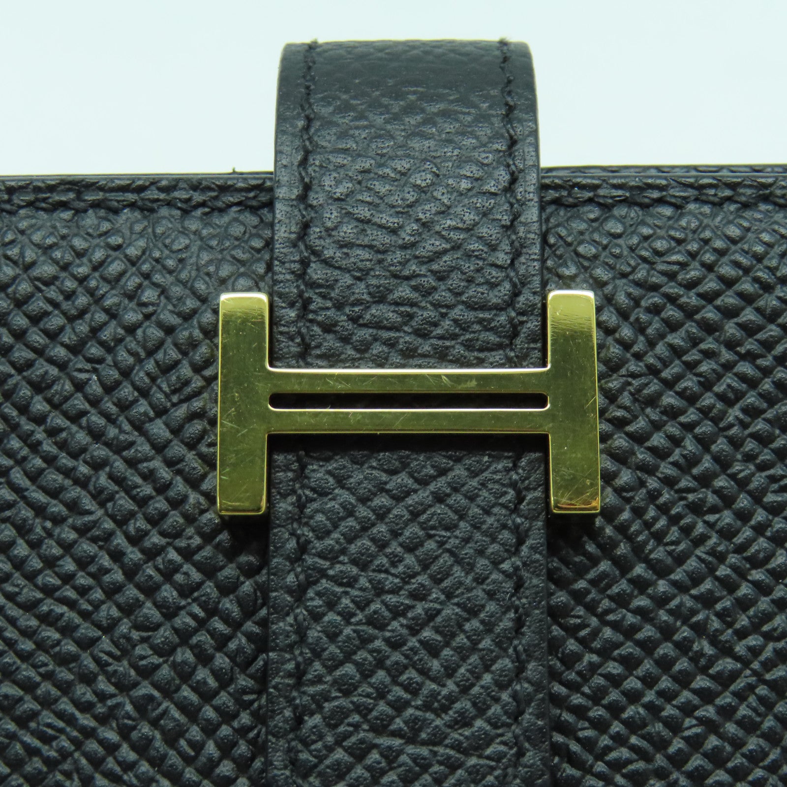 HERMES Epsom皮革Bearn Wallet金扣長錢包Noir黑色