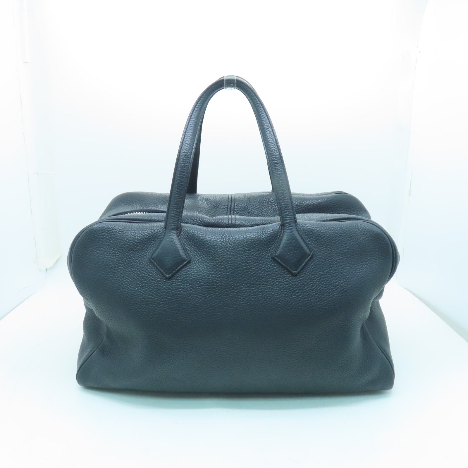HERMES Clemence皮革Victoria II 43银扣肩背袋Caban灰色