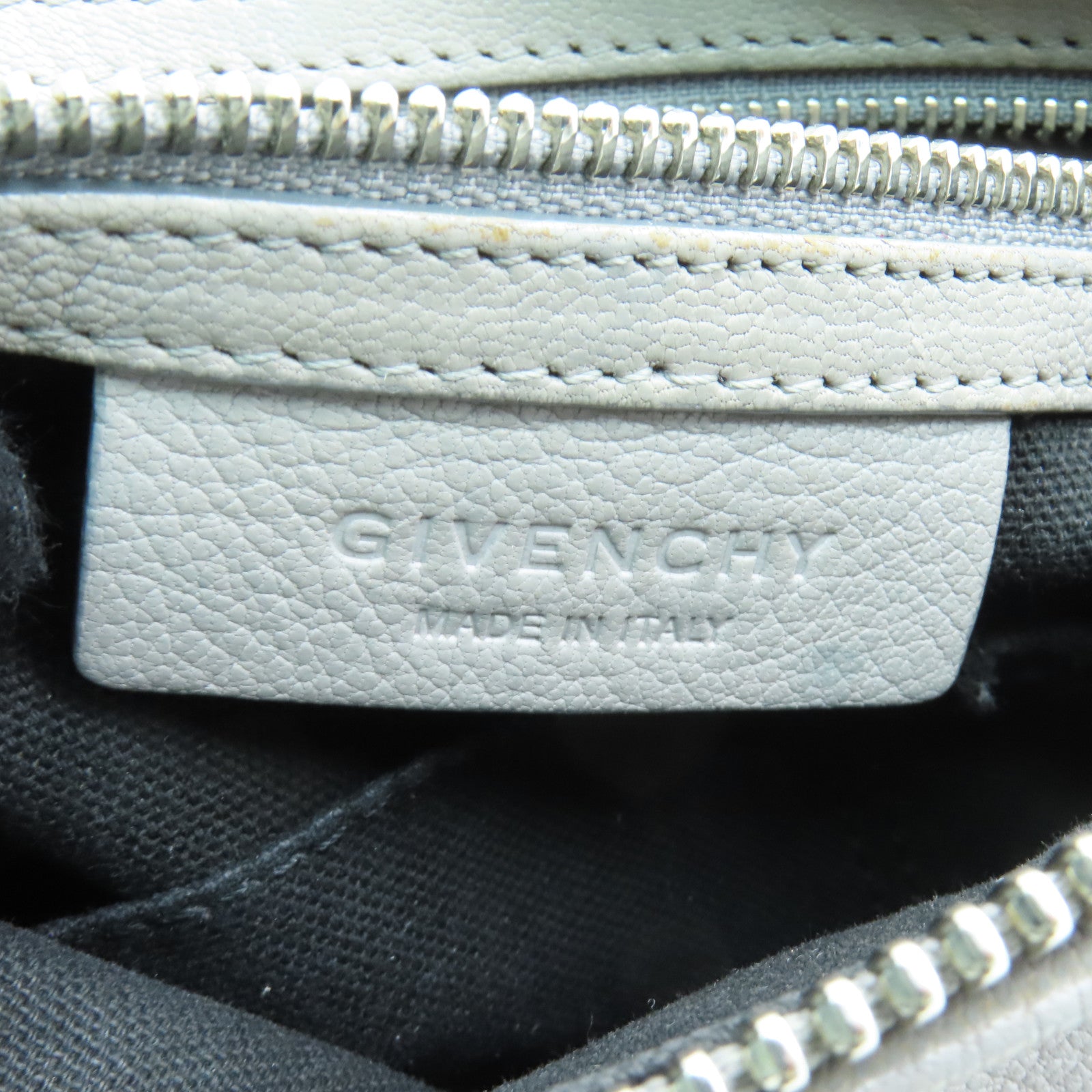 GIVENCHY 皮革Pandora銀扣手挽肩背兩用袋灰色