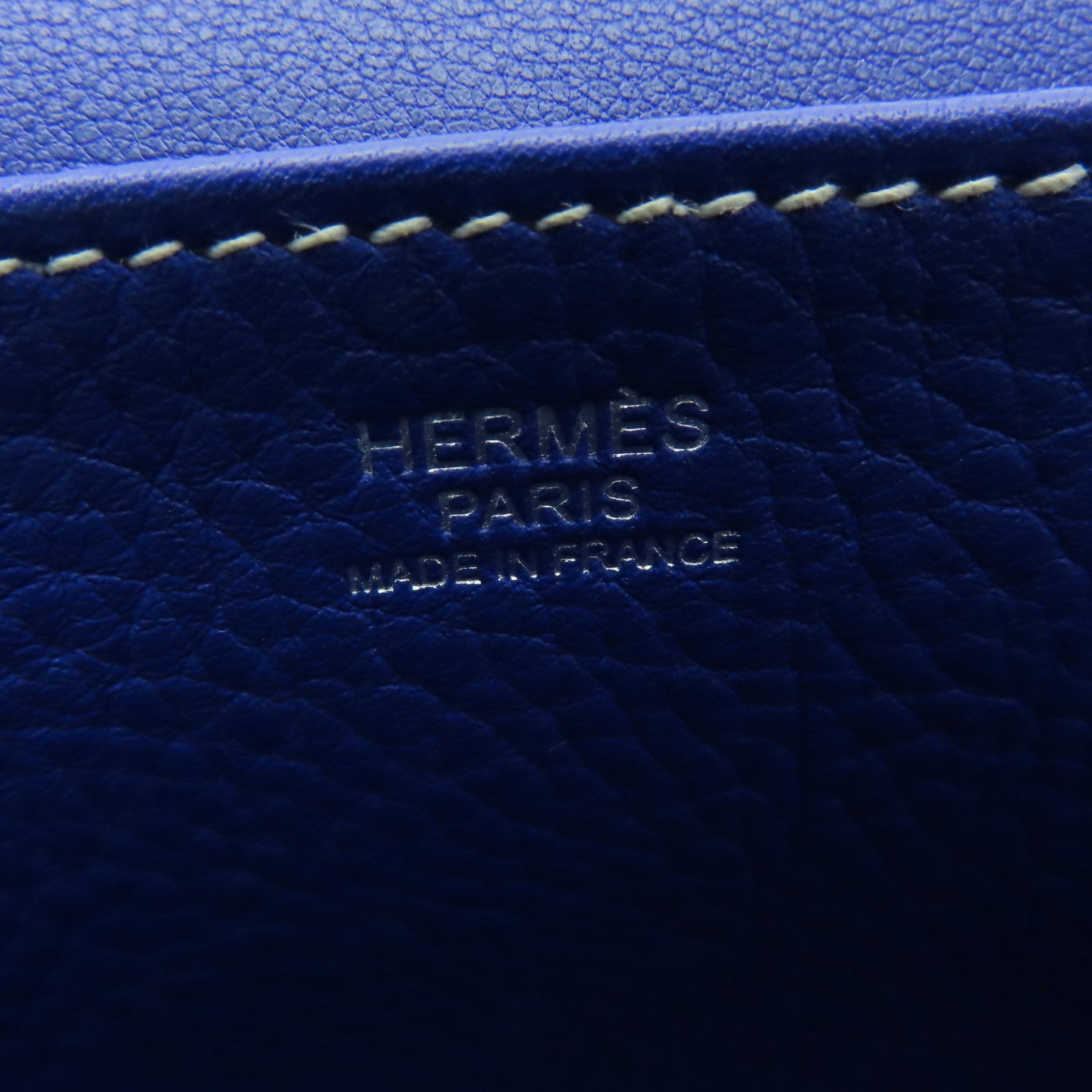 HERMES Clemence皮革Halzan 31銀扣手挽肩背兩用袋電子色藍